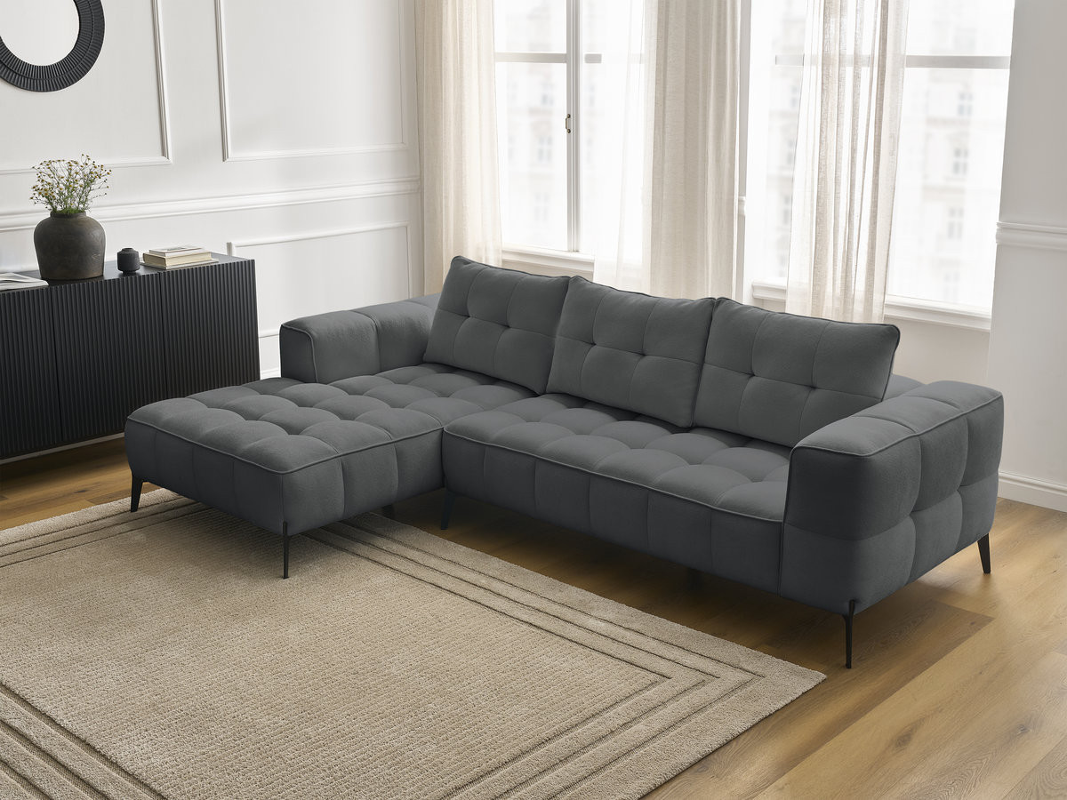 Bobochic Anis Ecksofa Strukturstoff Dunkelgrau Ecke links