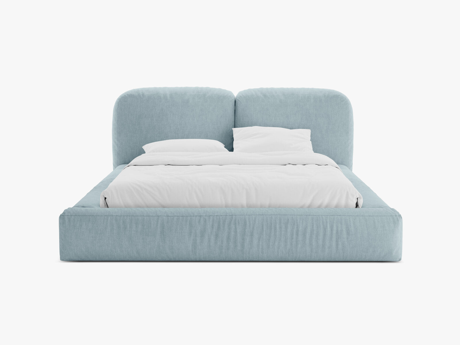 Micadoni Stauraumbett mit Kopfteil Martina Strukturierter Stoff Boston Satin Blau 140x200