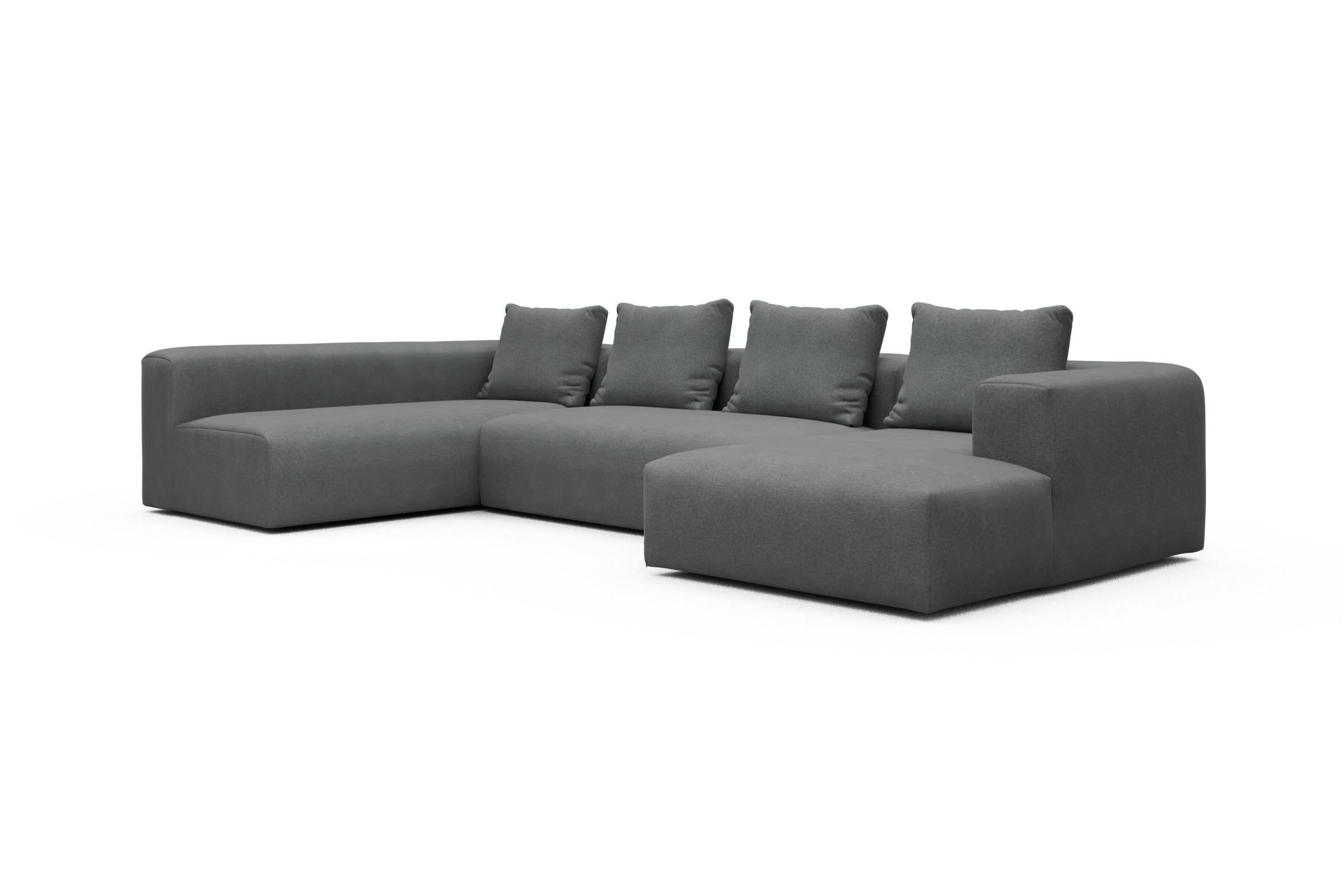 Wohnlandschaft Fred Chaiselongue rechts mit 2-Sitzer und lange Armlehne links Satya-Steel