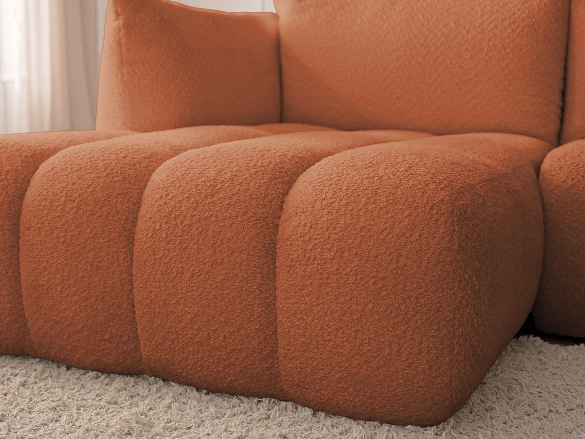 Bobochic Azra Ecksofa mit Pouf 319 × 178 cm Bouclé-Stoff Orange Ecke links