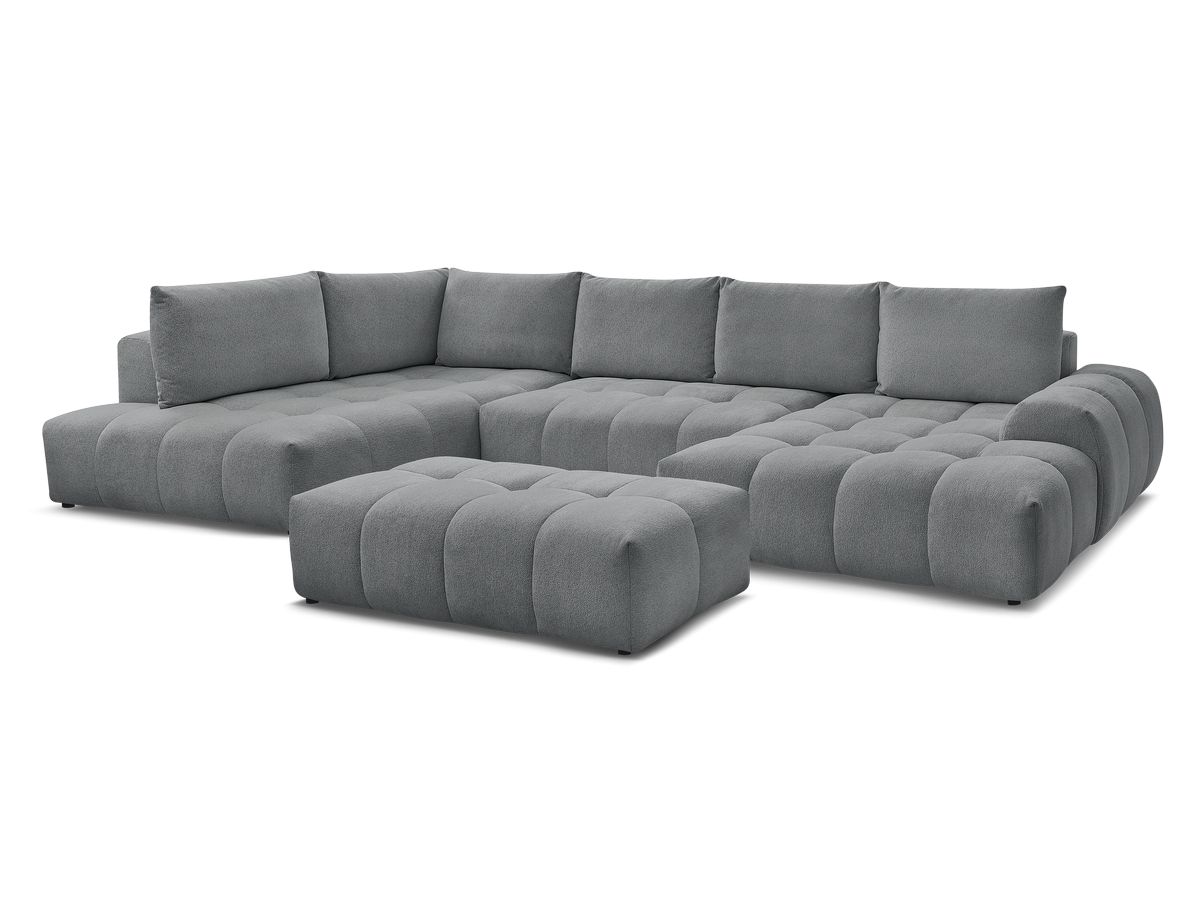 Bobochic Everest Wohnlandschaft mit Pouf, 6 Kissen Melange-Stoff Dunkelgrau Ecke rechts