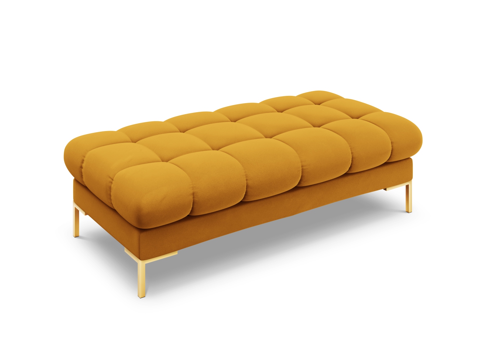 Cosmopolitan Design Polsterbank Bali 2-Sitzer Samt Bluvel Gelb Beine Gold