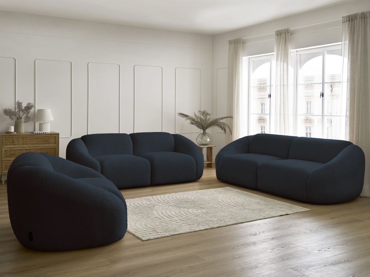 Bobochic Tina Sofa 6-Sitzer Bouclé-Stoff Dunkelblau