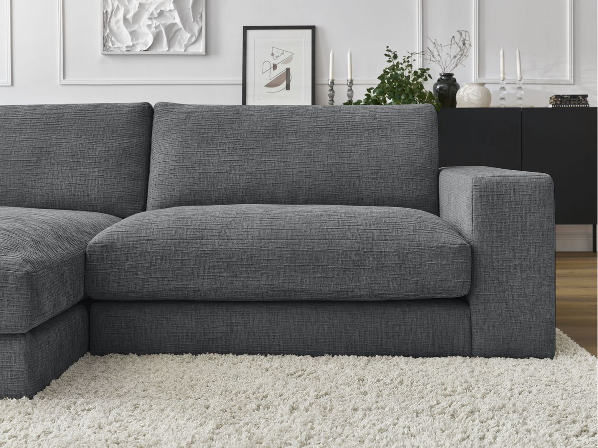 Bobochic Leonard Ecksofa 234 × 159 cm Strukturstoff Dunkelgrau Ecke links