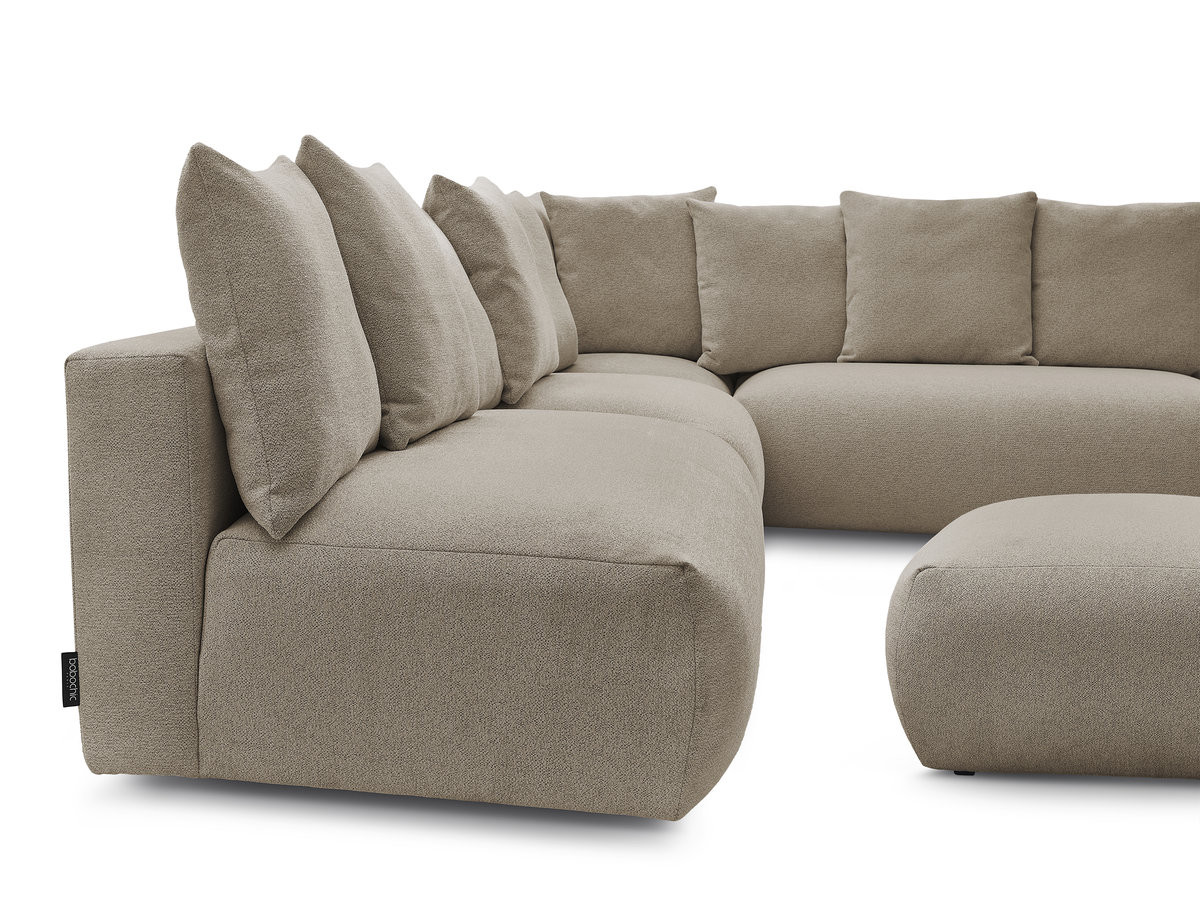 Bobochic Voltaire Ecksofa mit Pouf 322 × 268 cm Melange-Stoff Taupe Ecke rechts