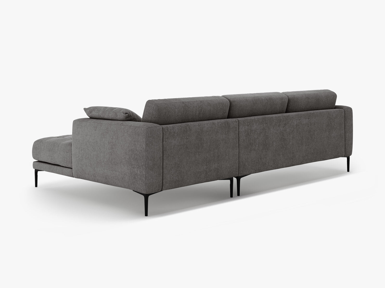 Micadoni Ecksofa Bemy 3-Sitzer Rechts Strukturierter Stoff Grau
