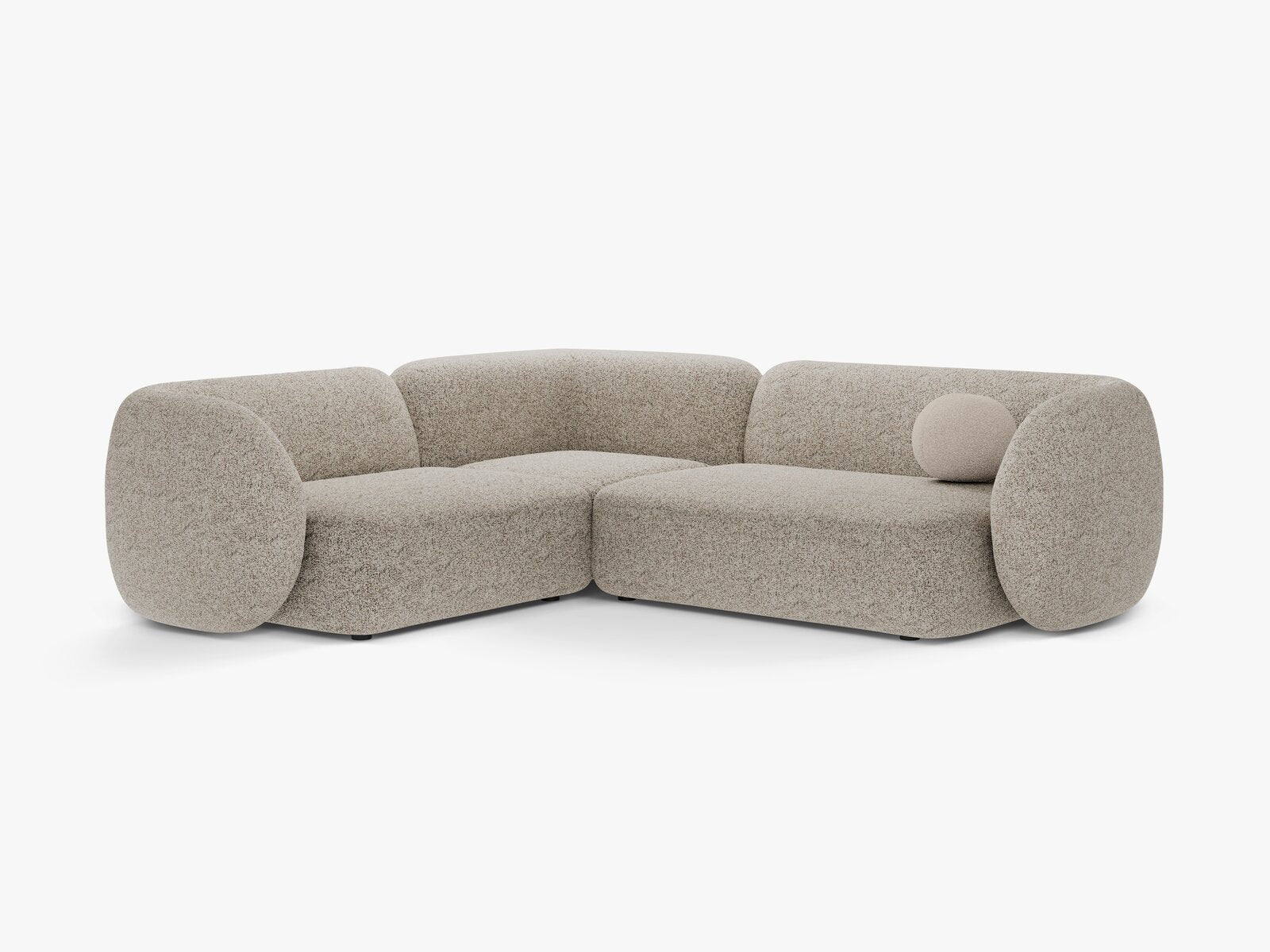 Micadoni Ecksofa Kate 4-Sitzer Links Strukturierter Stoff Puente Beige Melange