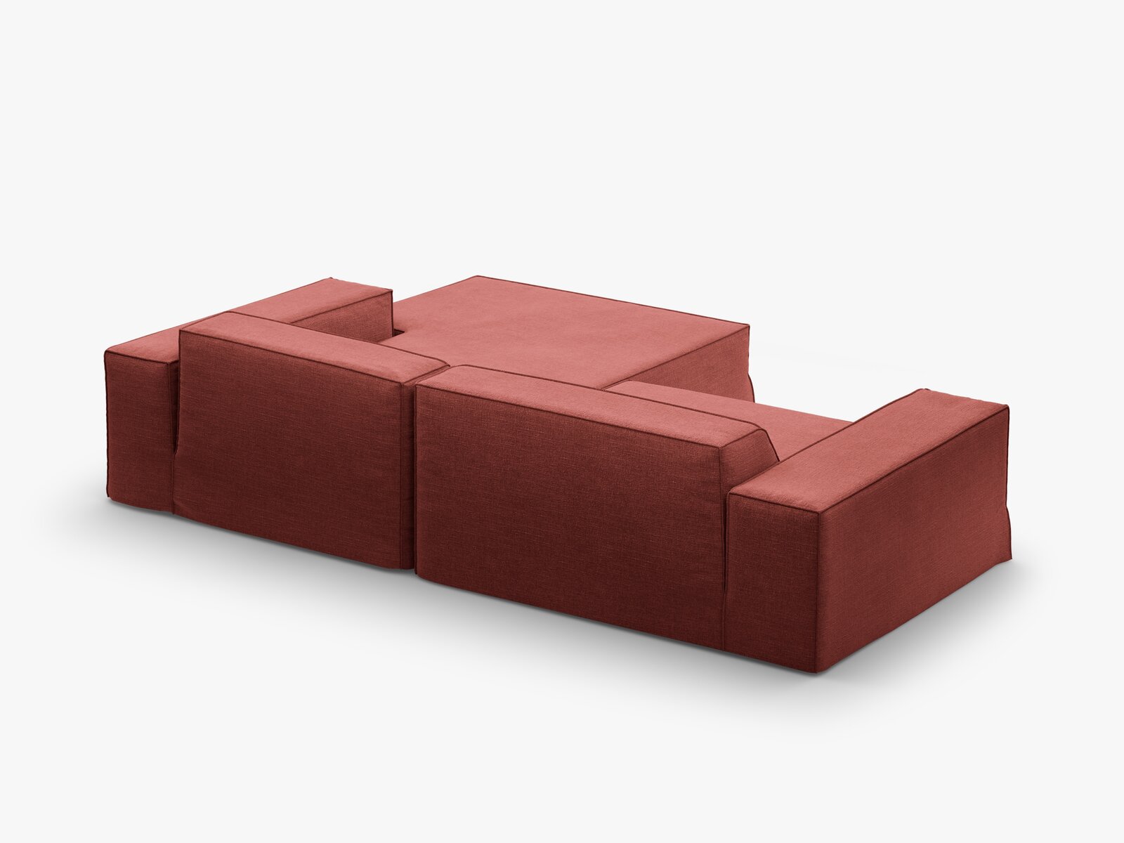 Micadoni Ecksofa Jodie 3-Sitzer Rechts Strukturierter Stoff Lins Kirschholz