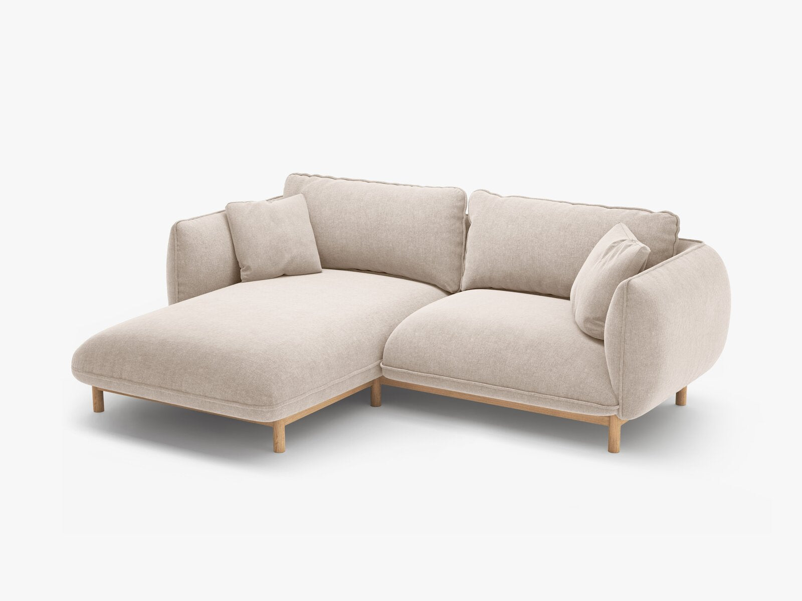 Micadoni Ada Ecksofa 3-Sitzer Links Strukturierter Stoff Wind Helles Beige
