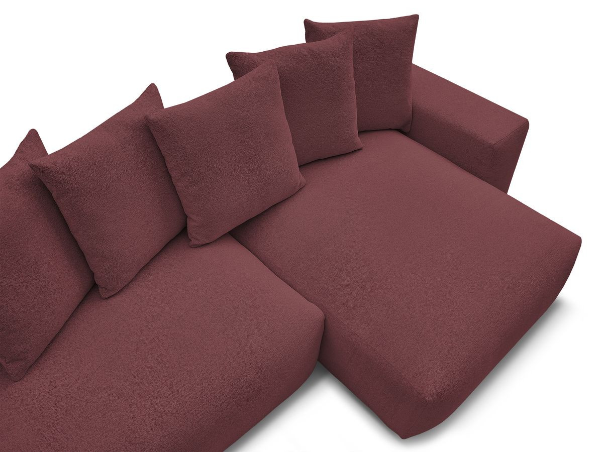 Bobochic Voltaire Ecksofa mit Schlaffunktion und Bettkasten und Pouf Melange-Stoff Rot