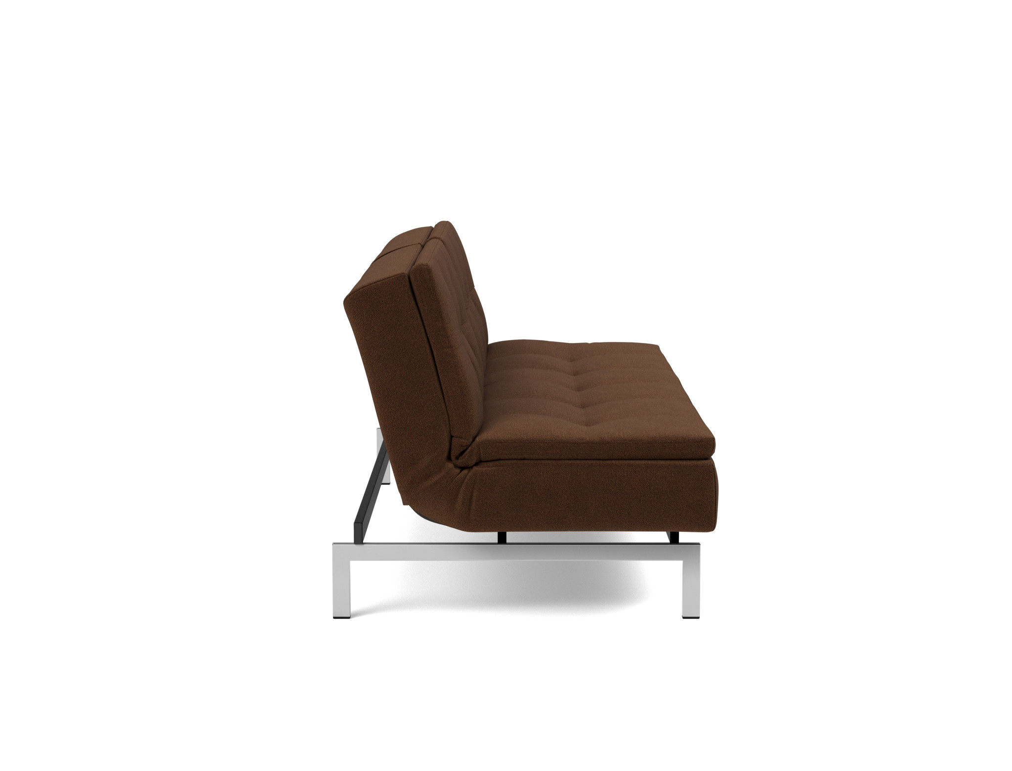 Schlafsofa Dublexo Strukturierter Stoff Taura 359-Cappuccino Beine Chrom