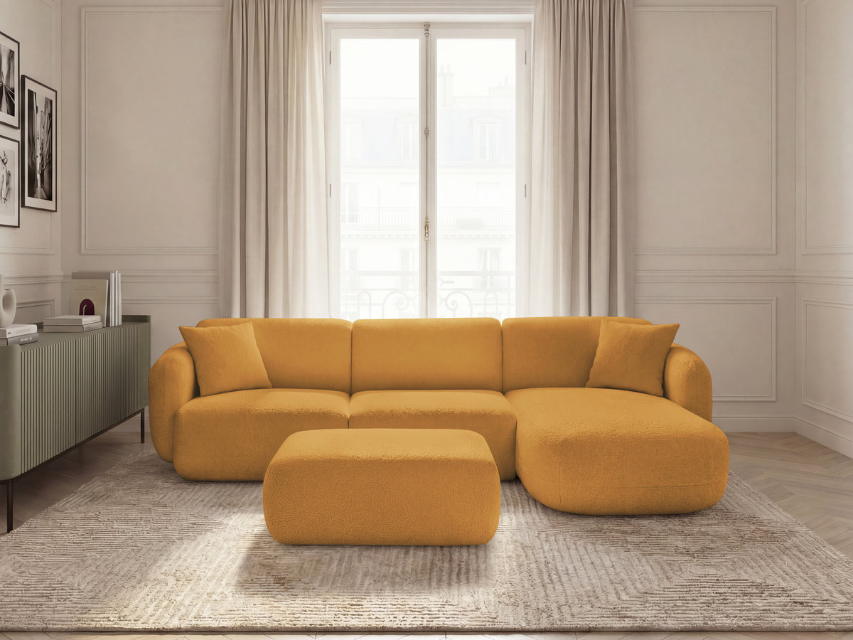 Bobochic Anda Ecksofa mit Pouf 292 × 163 cm Chenille Gelb Ecke rechts