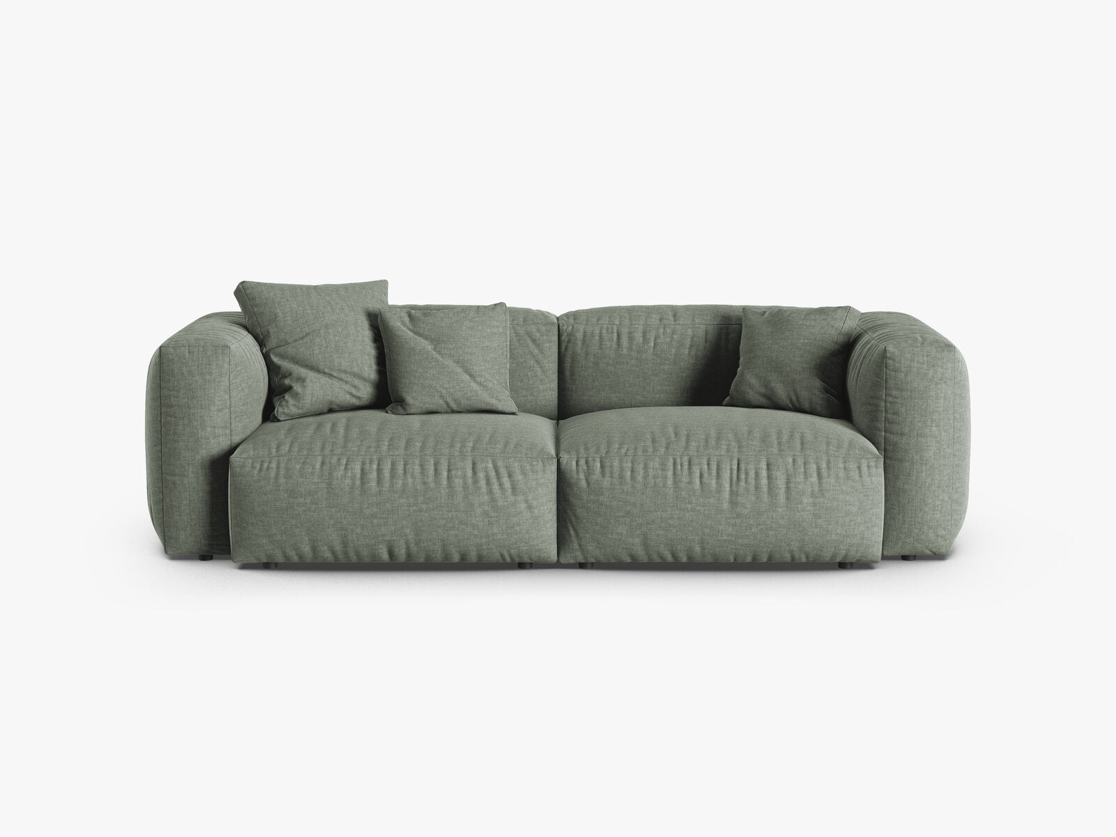 Micadoni Sofa Martina 3-Sitzer 90cm Sitztiefe Strukturierter Stoff Boston Moßgrün