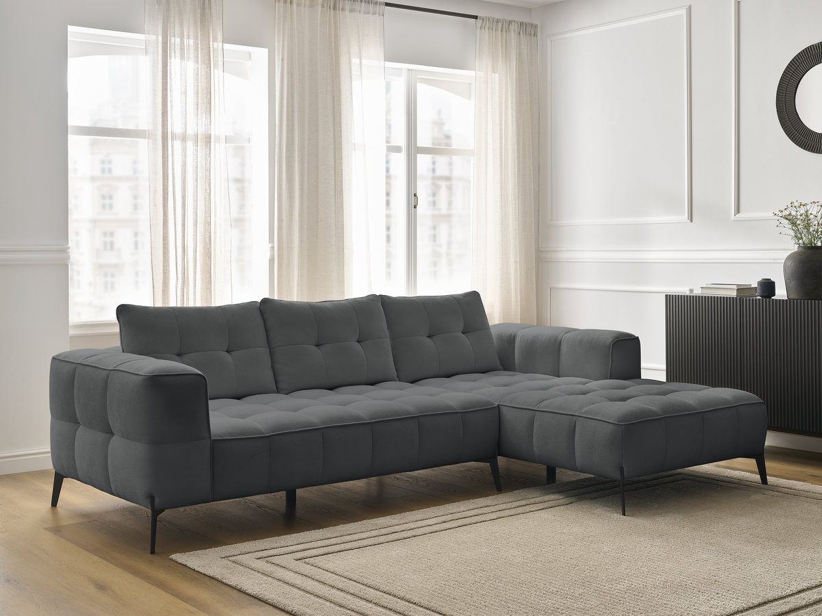 Bobochic Anis Ecksofa Strukturstoff Dunkelgrau Ecke rechts