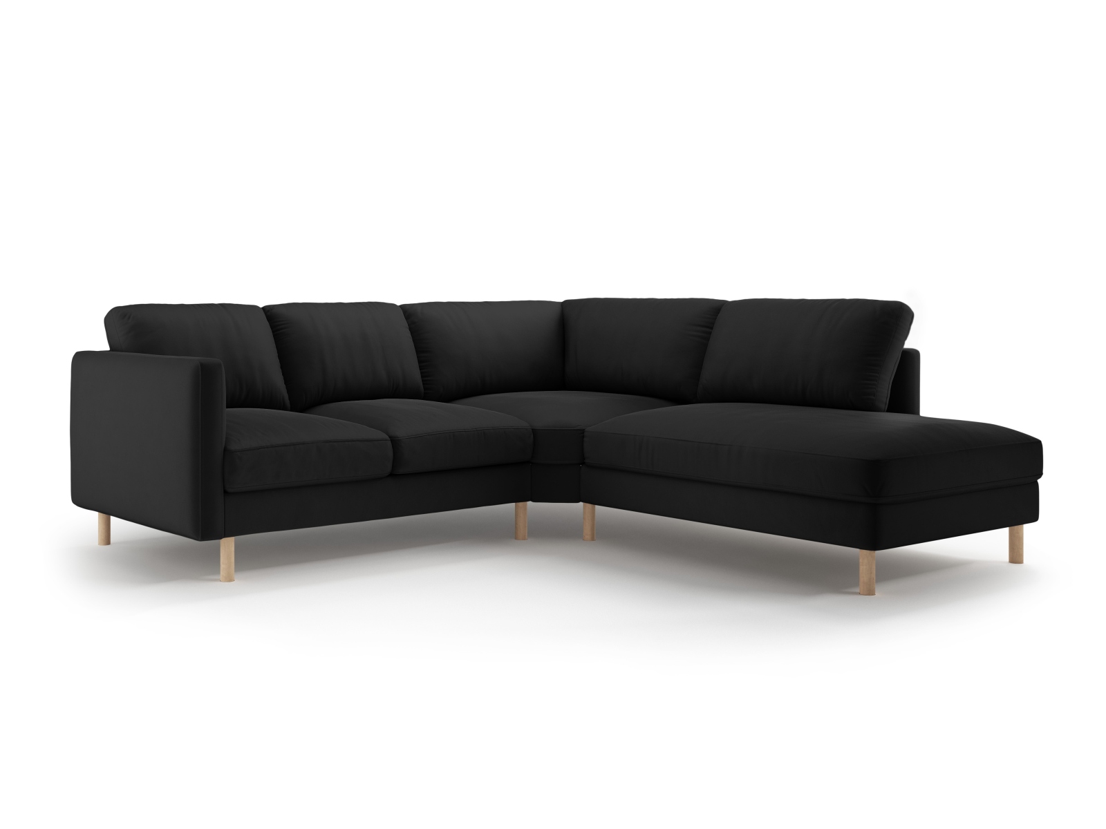 Micadoni Symmetrisches Ecksofa Eden 4-Sitzer Rechts Samt Schwarz