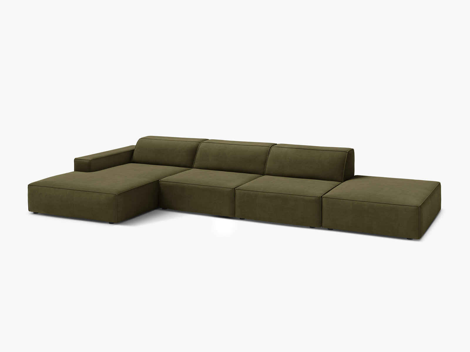 Micadoni Ecksofa Jodie 5-Sitzer Links Samt Bluvel Grün