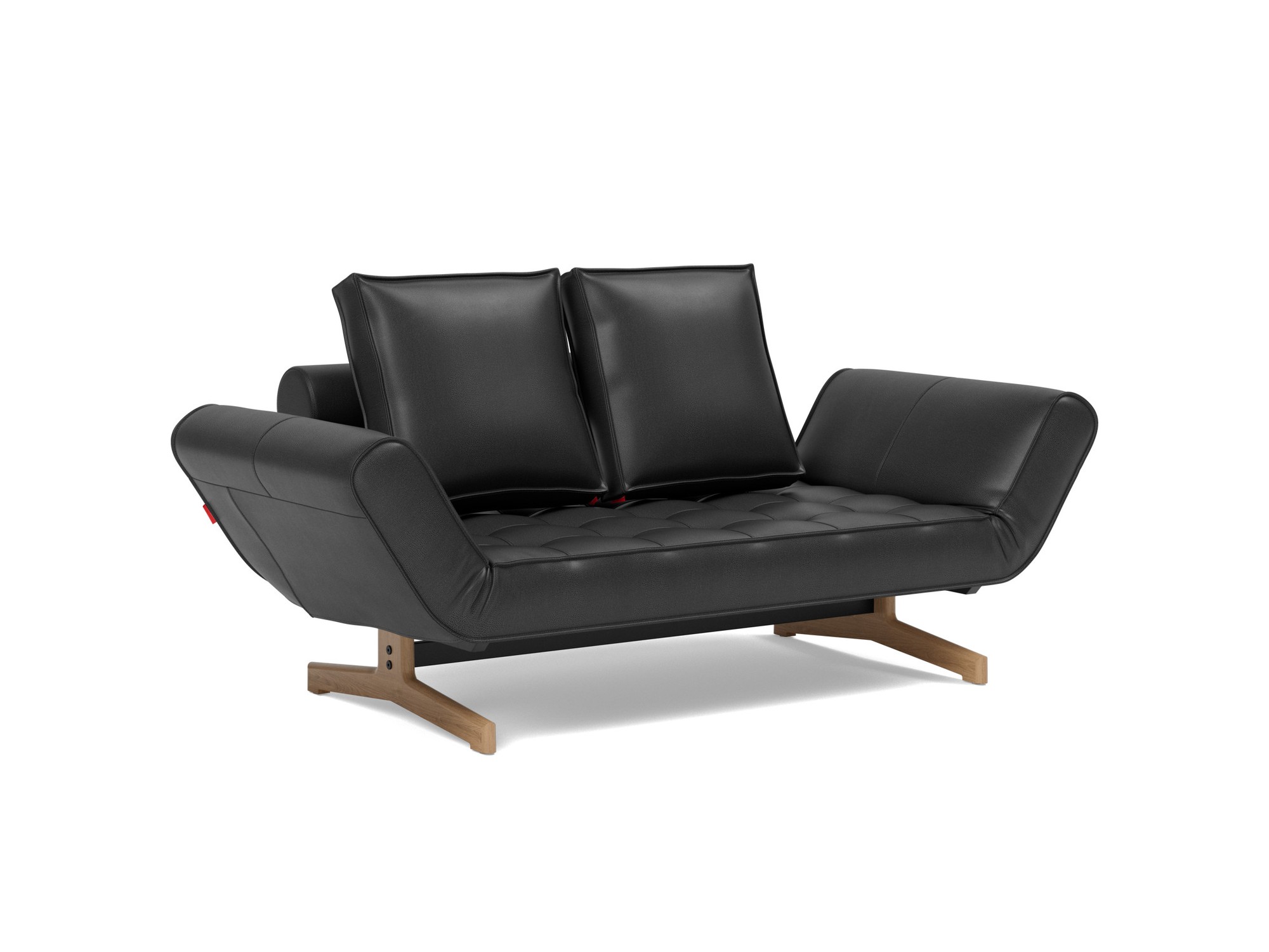 Tagesbett Ghia Lederoptik Faunal 550-Black Beine Eiche