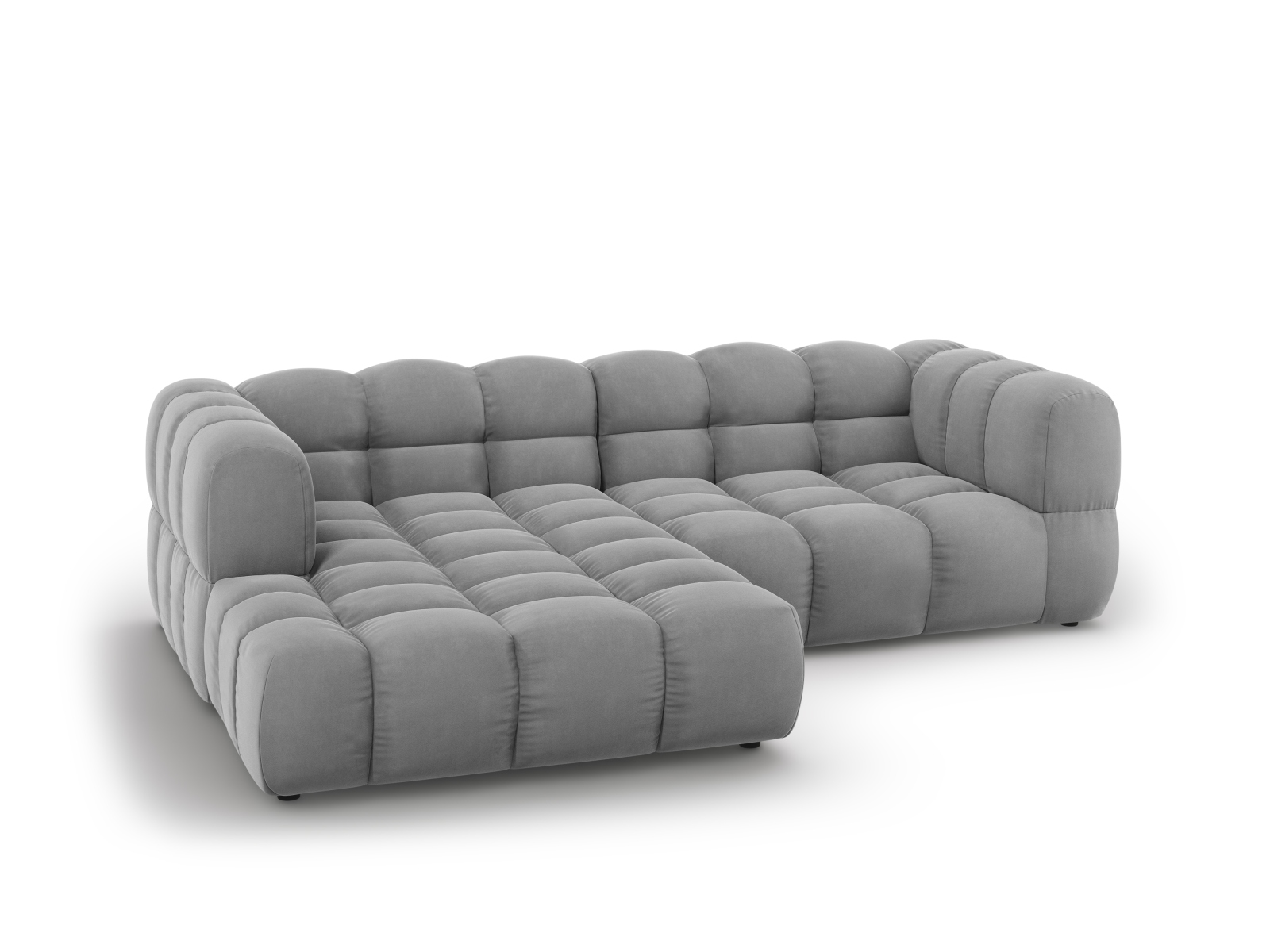 Cosmopolitan Design Ecksofa Sky 3-Sitzer Samt Casino Hellgrau Links
