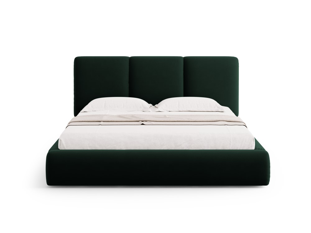 Cosmopolitan Design Stauraumbett mit Kopfteil Nicolas 160x200 Samt Riviera Dunkelgrün