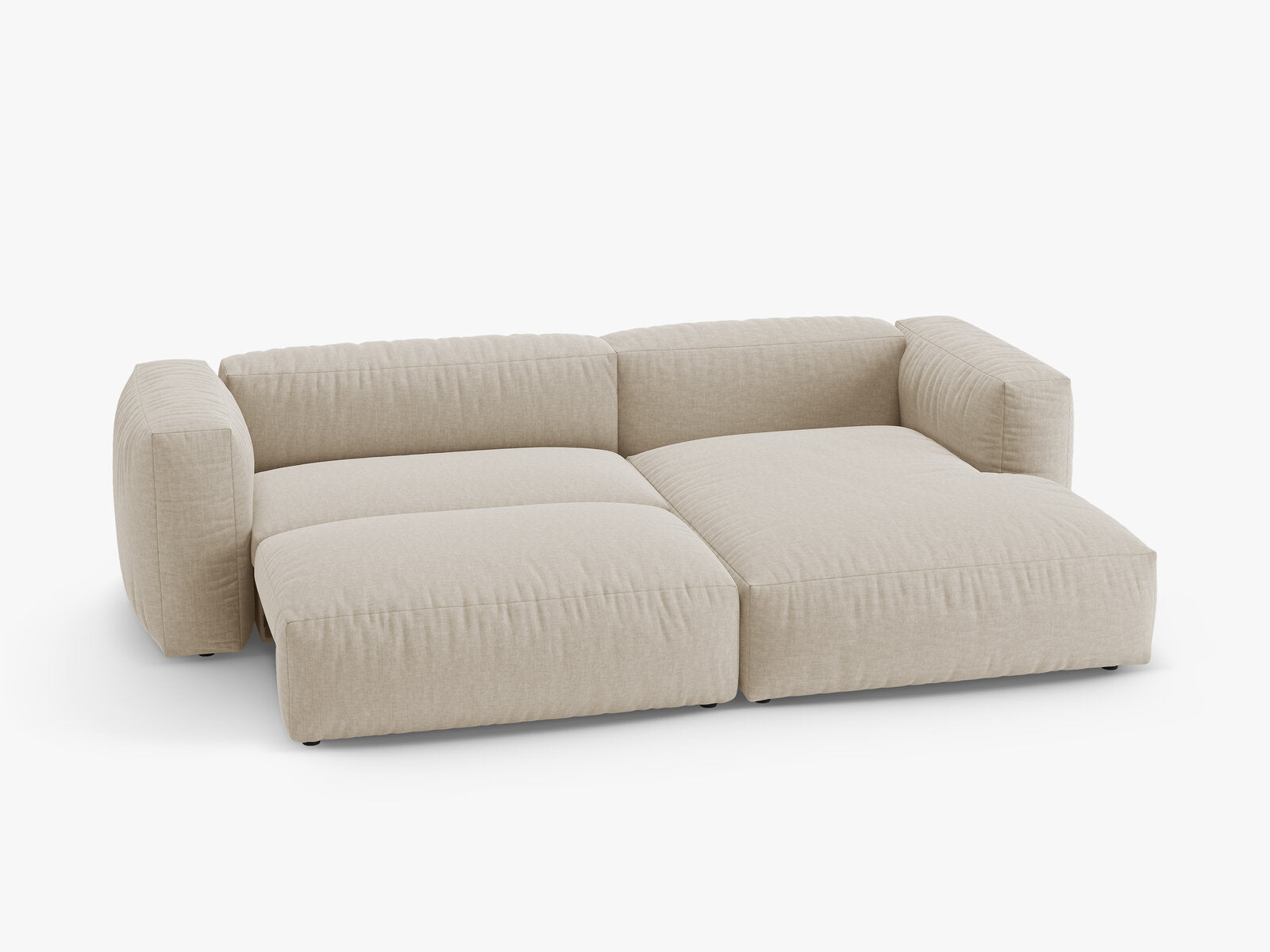 Micadoni Martina Ecksofa 4-Sitzer mit Schlaffunktion Rechts Strukturierter Stoff Boston Helles Beige