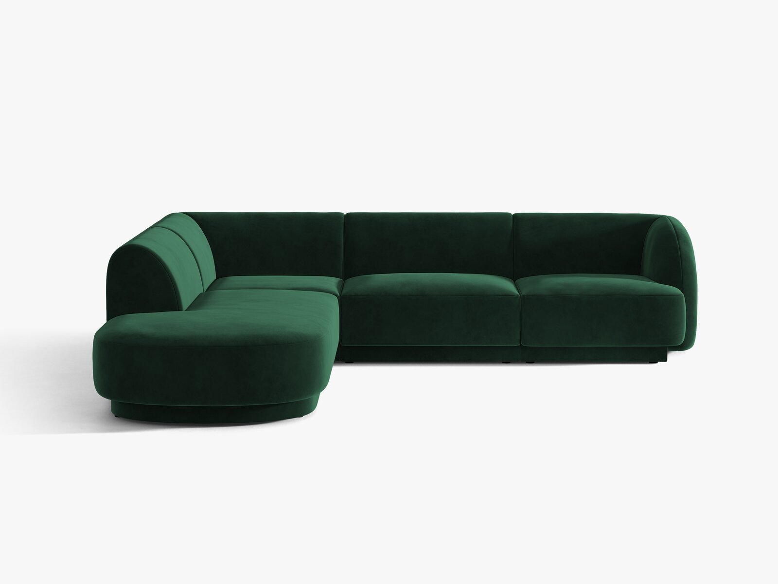 Micadoni Ecksofa Miley 6-Sitzer Samt Bluvel Flaschengrün Links