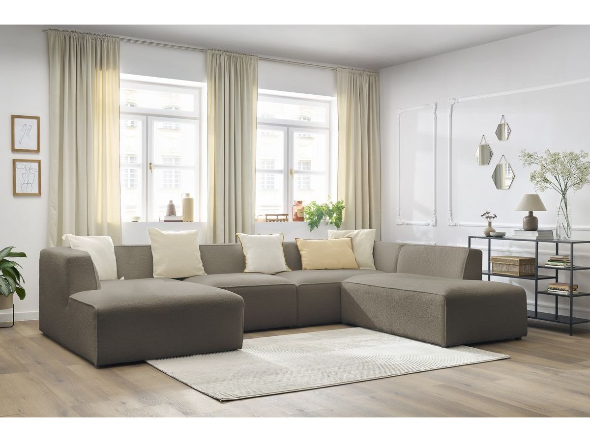 Bobochic Megeve Wohnlandschaft Bouclé-Stoff Braun Ecke links