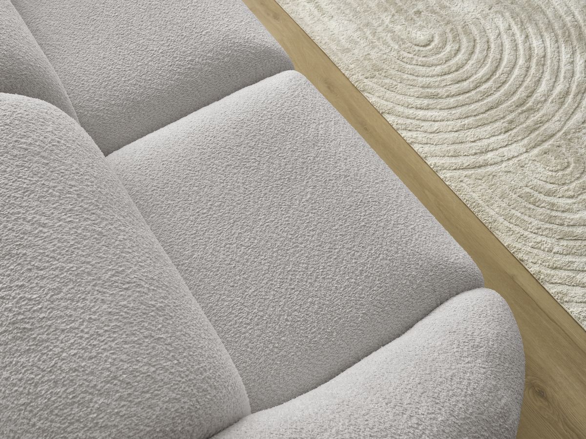 Bobochic Tina Sofa 2-Sitzer Bouclé-Stoff Hellgrau