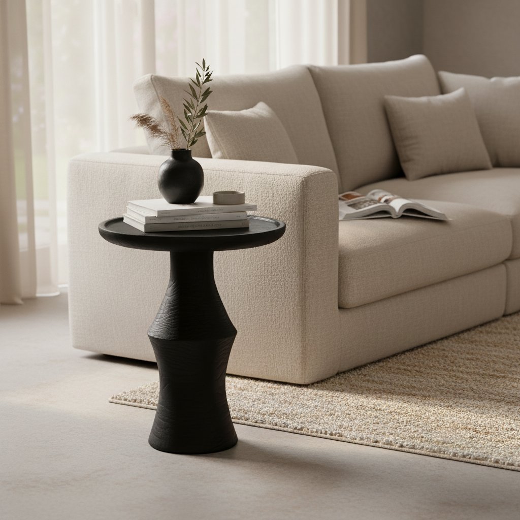 Raw Materials Nero Beistelltisch aus Teakholz Twilight schwarz