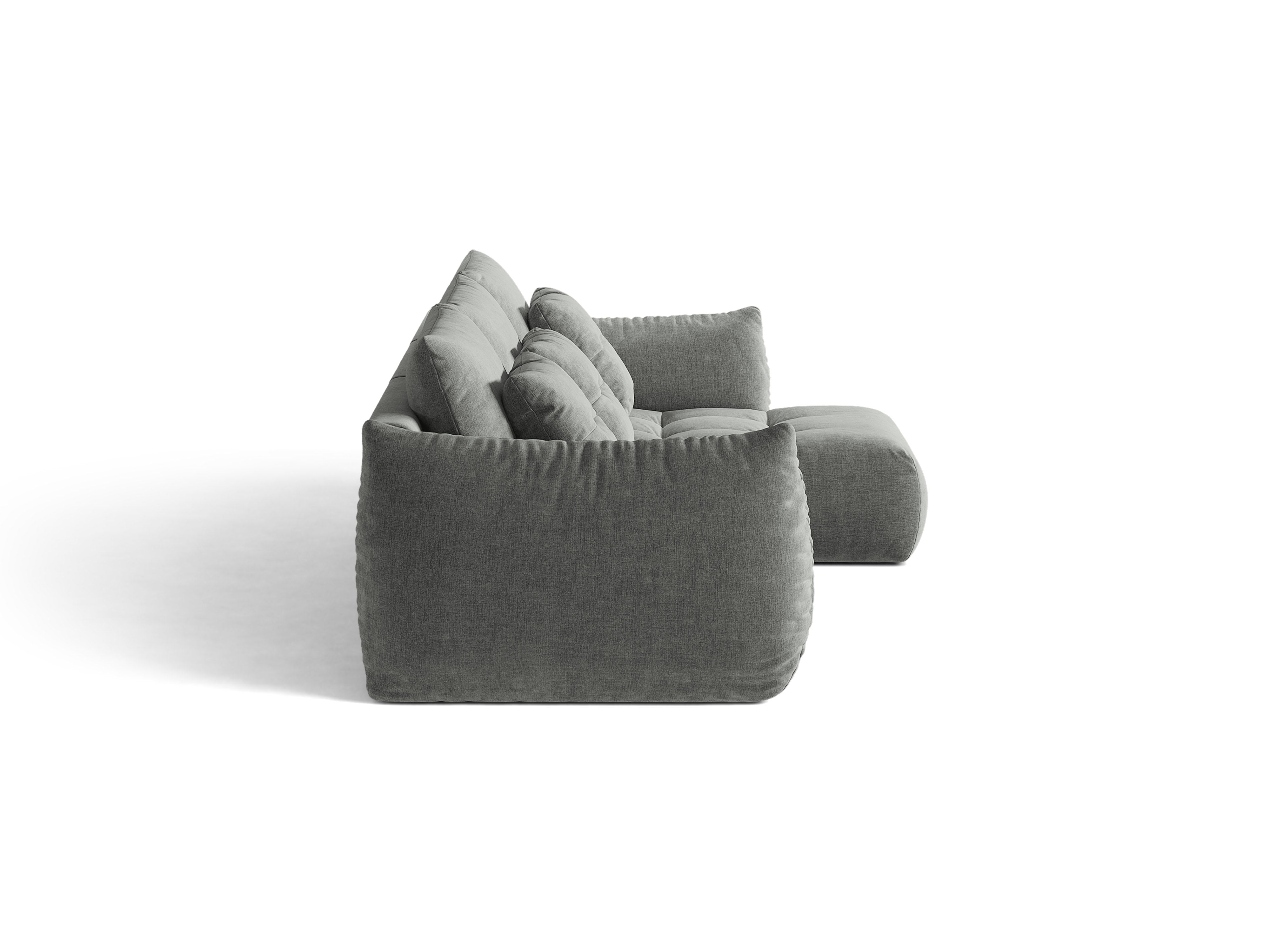 Micadoni Bloom Ecksofa 6-Sitzer Rechts Strukturierter Stoff Wind Dunkelgrau