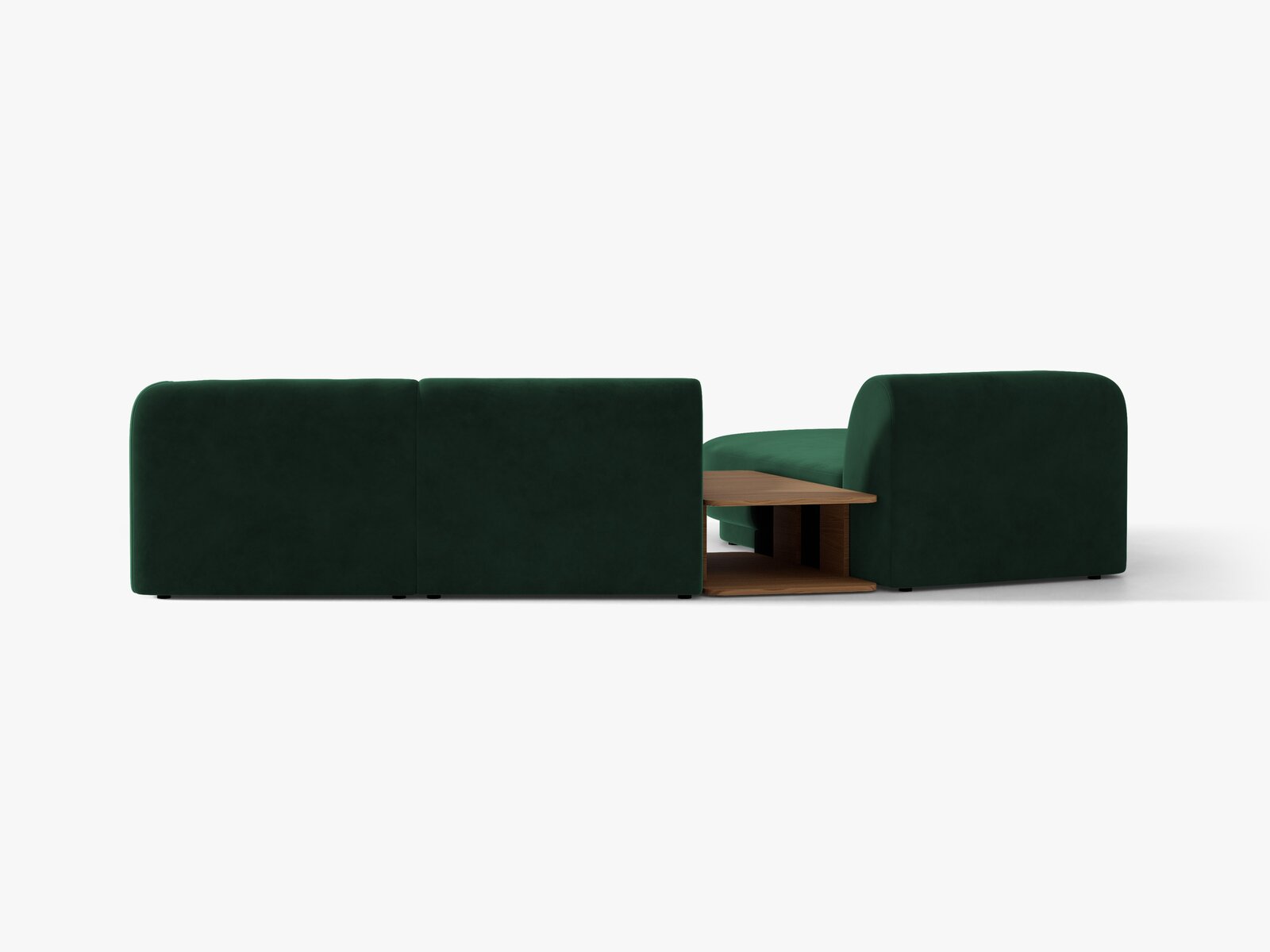Micadoni Modulares Sofa Miley mit Recamiere 3-Sitzer Links Samt Bluvel Flaschengrün