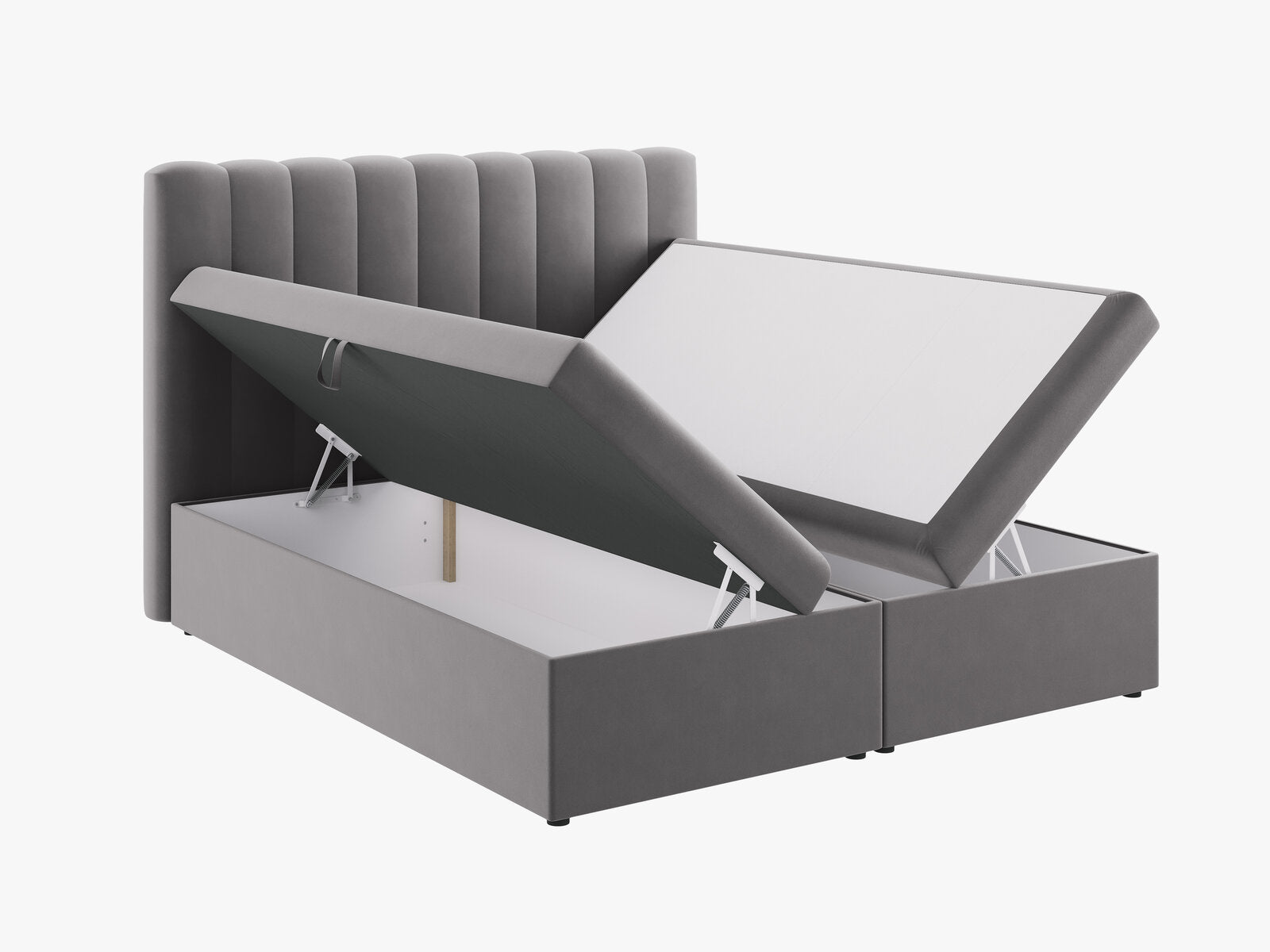 Micadoni Boxspringbett Kelp Samt Grau 160x200