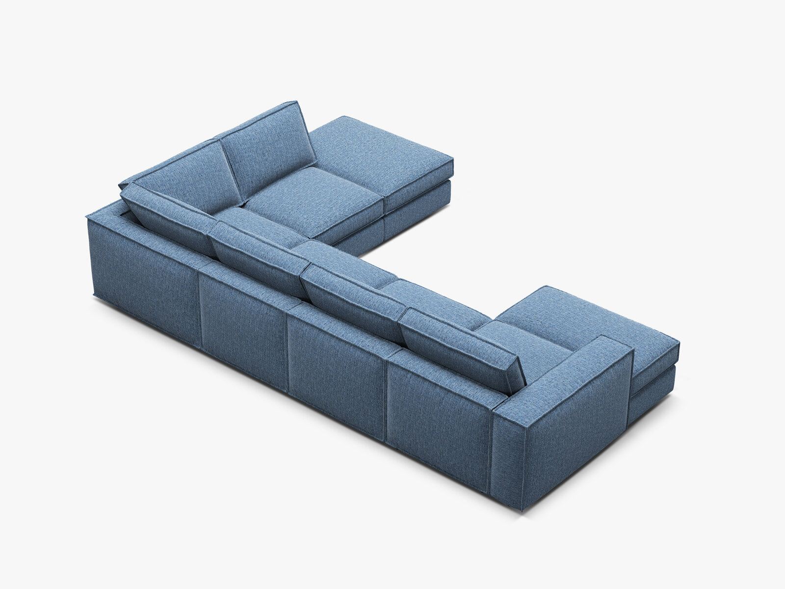 Micadoni modulares Panorama Ecksofa Pola 5-Sitzer Rechts Strukturierter Stoff Babel Dunkelblau