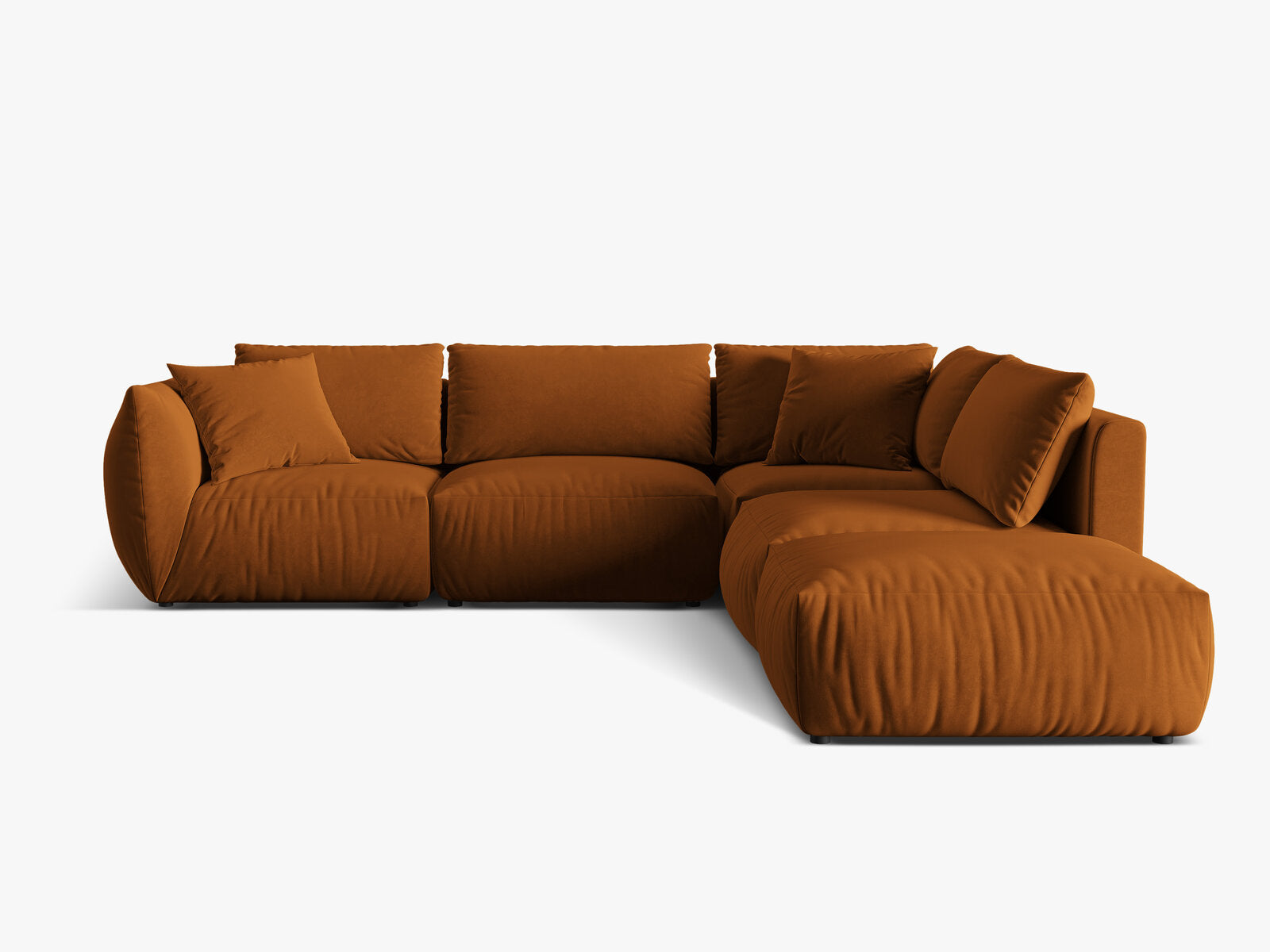 Micadoni Modulares Ecksofa Chris 4-Sitzer Rechts Samt Terrakotta