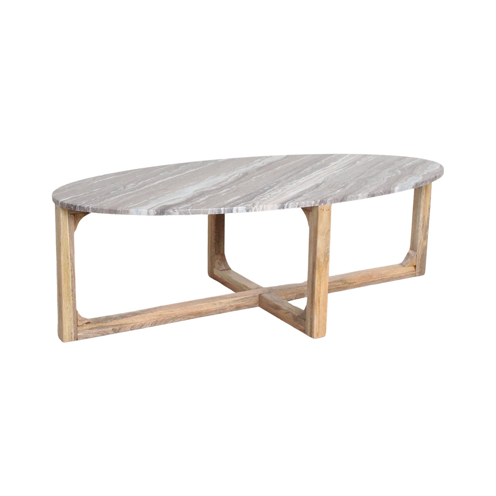 Raw Materials Ovaler Marmor-Couchtisch Fantasy-Braun 120x60x38cm