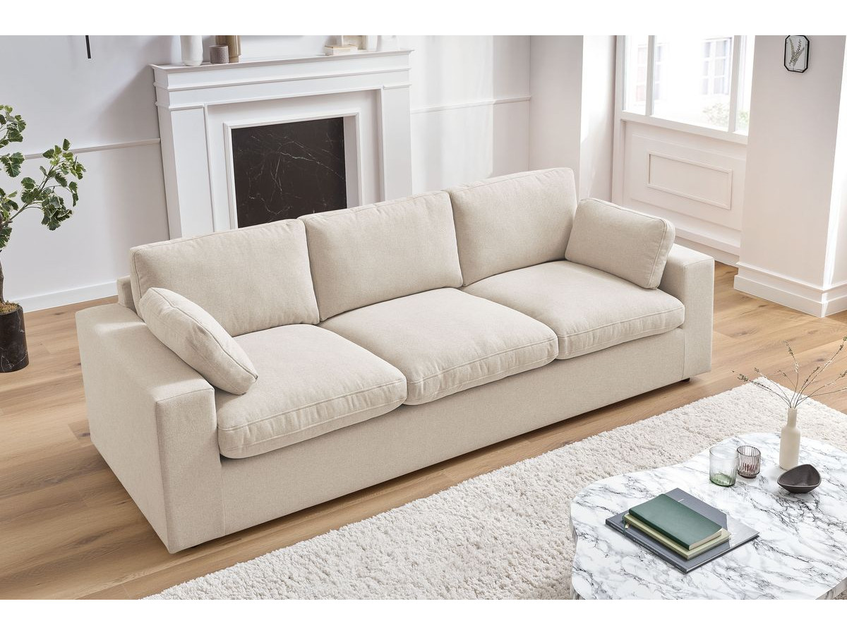 Bobochic Belair Sofa 3-Sitzer 250 × 93 cm Stoff Beige