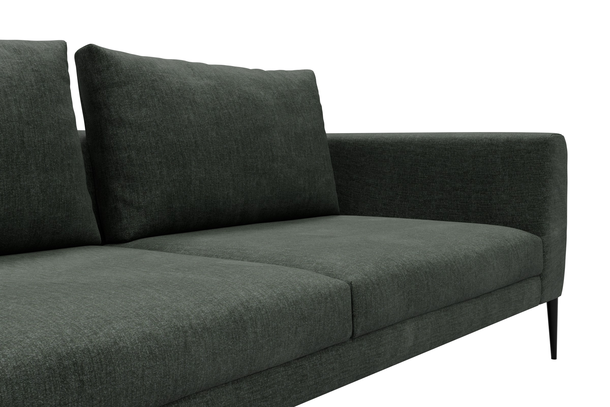 Ecksofa Paul Relax-Ecke rechts mit 3-Sitzer Boucle Aivi 818-Pine-Green