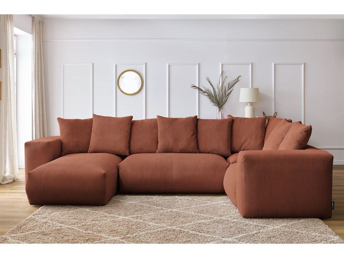 Bobochic Voltaire Wohnlandschaft 356 × 214 cm Cordsamt Orange Ecke links