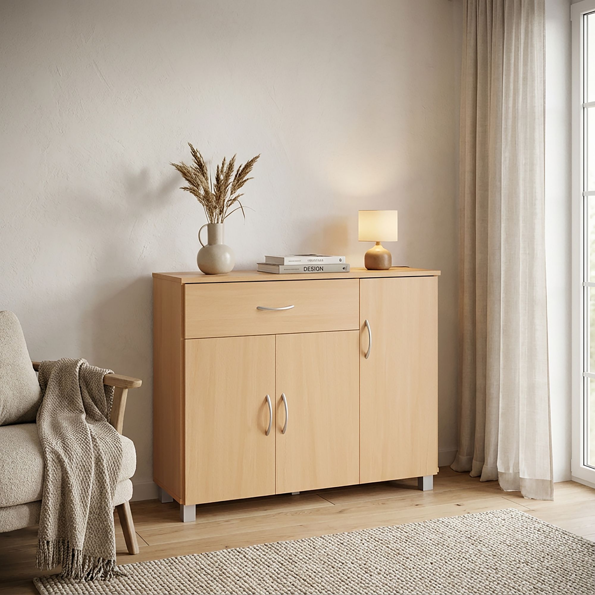 Sideboard Norheimsund Buche 90 × 30 × 75 cm