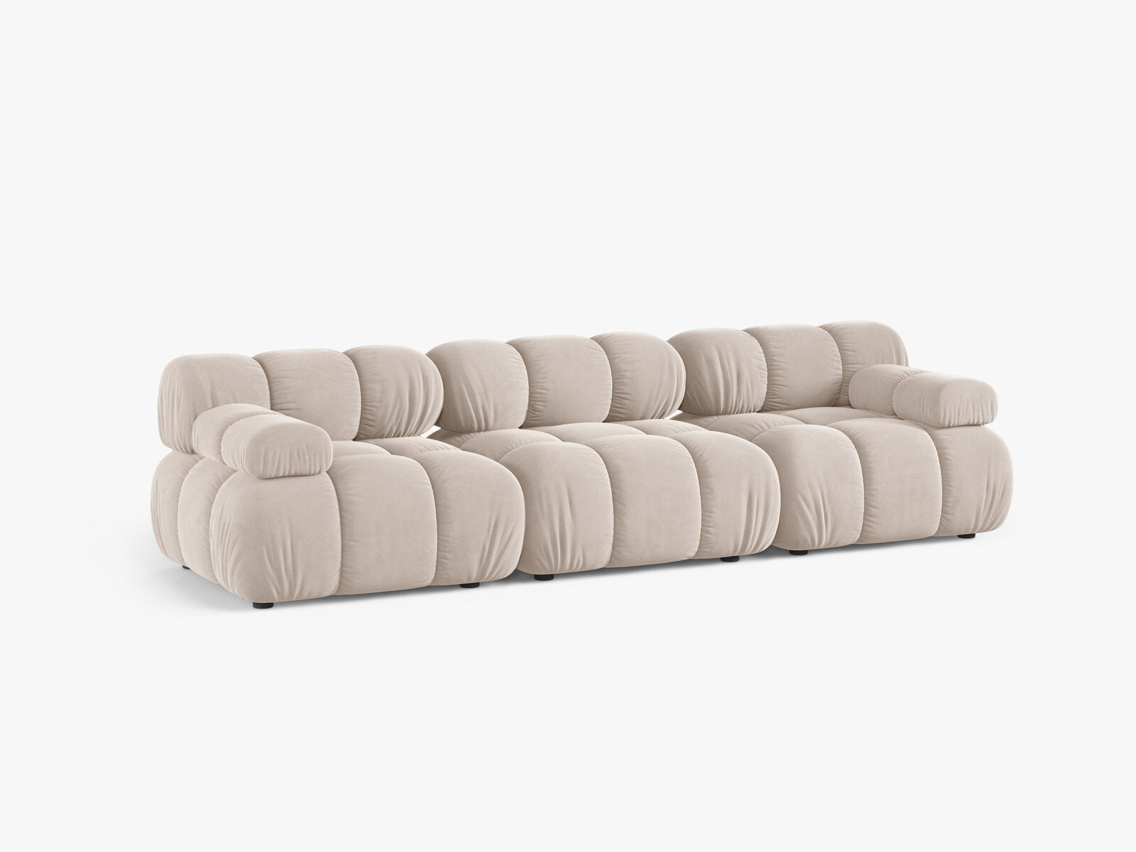Micadoni Modulares Sofa Bellis 3-Sitzer Samt Venus Helles Beige