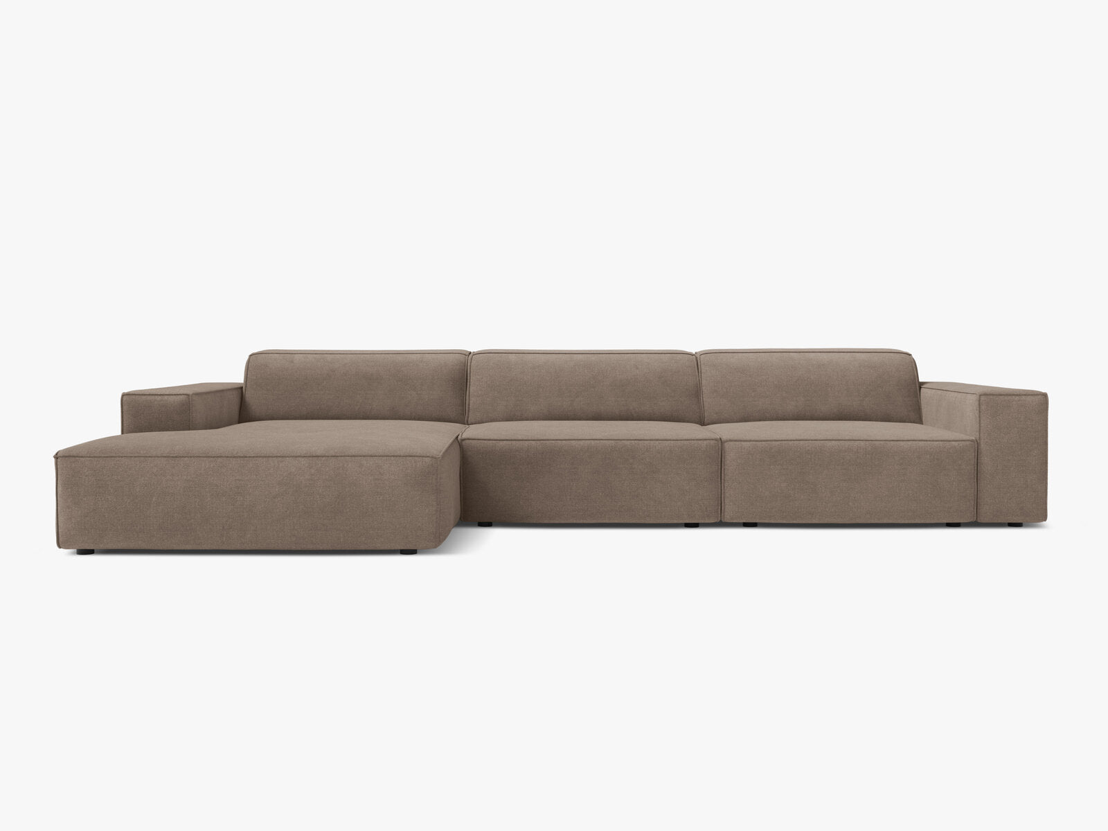Micadoni Ecksofa Jodie 4-Sitzer Links Strukturierter Stoff Liberty Cappuccino