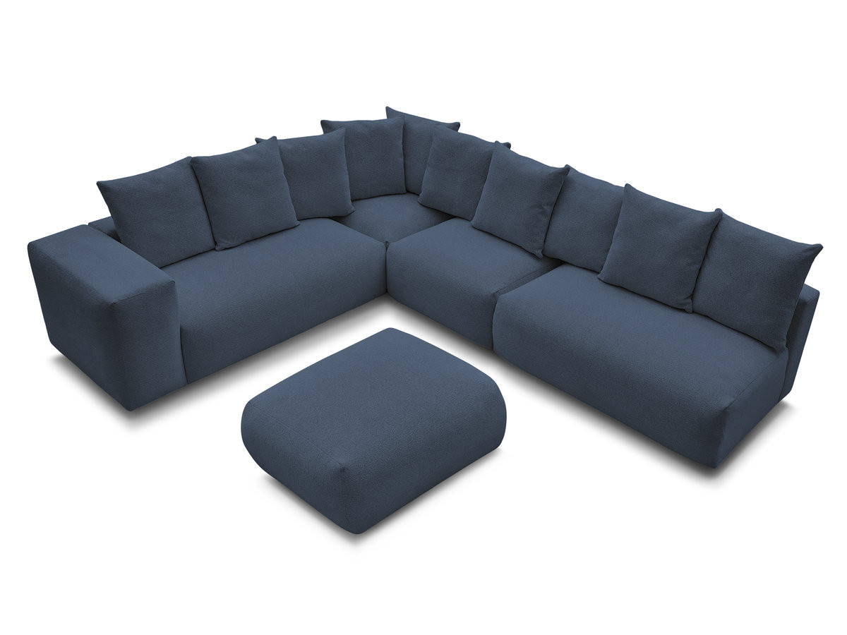 Bobochic Voltaire Ecksofa mit Pouf 322 × 268 cm Melange-Stoff Dunkelblau Ecke links