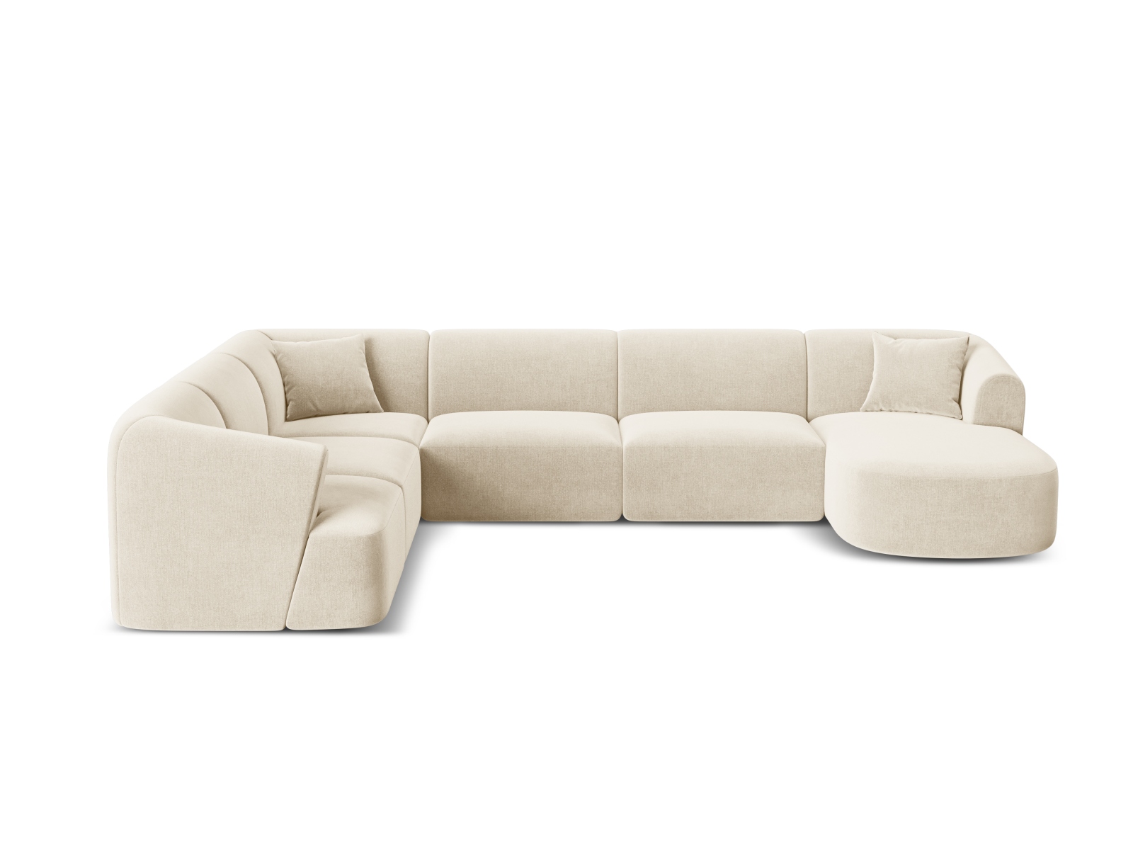 Cosmopolitan Design Panoramasofa Campi 7-Sitzer Samt Vogue Helles Beige Links
