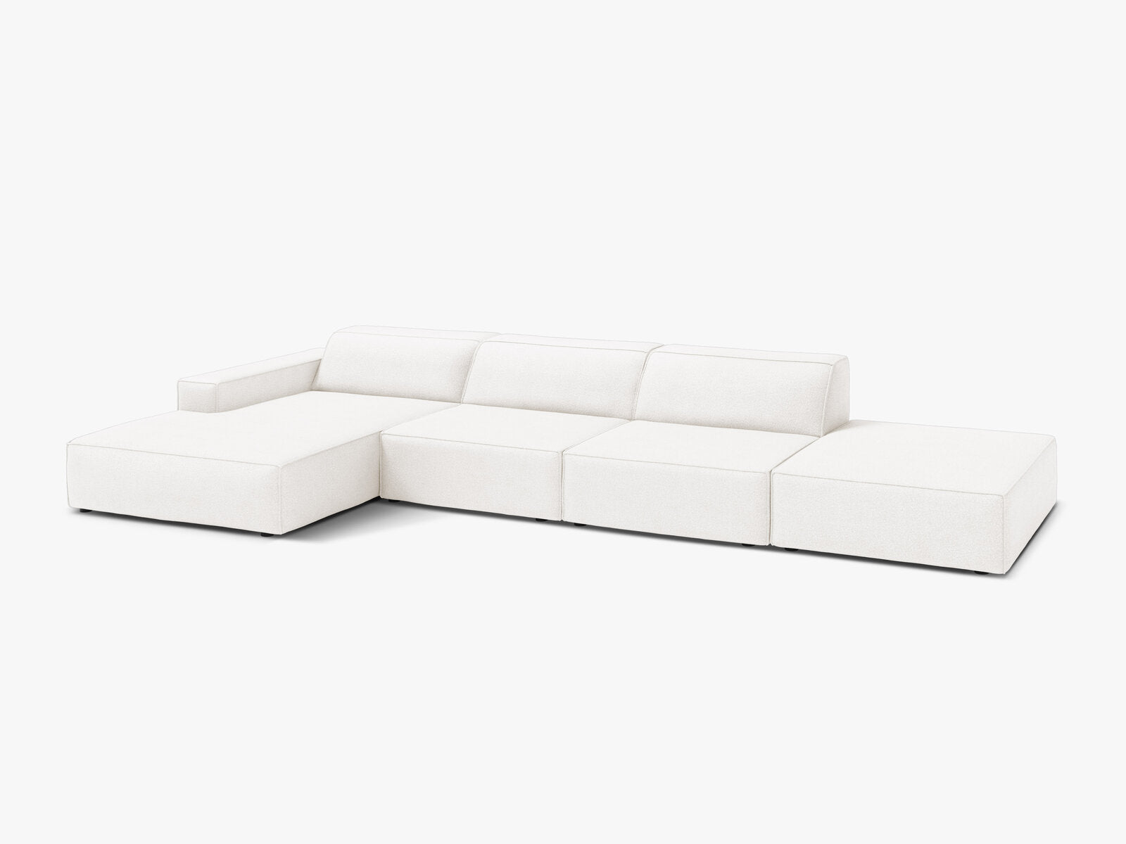 Micadoni Ecksofa Jodie 5-Sitzer Links Boucle Baloo Weiß