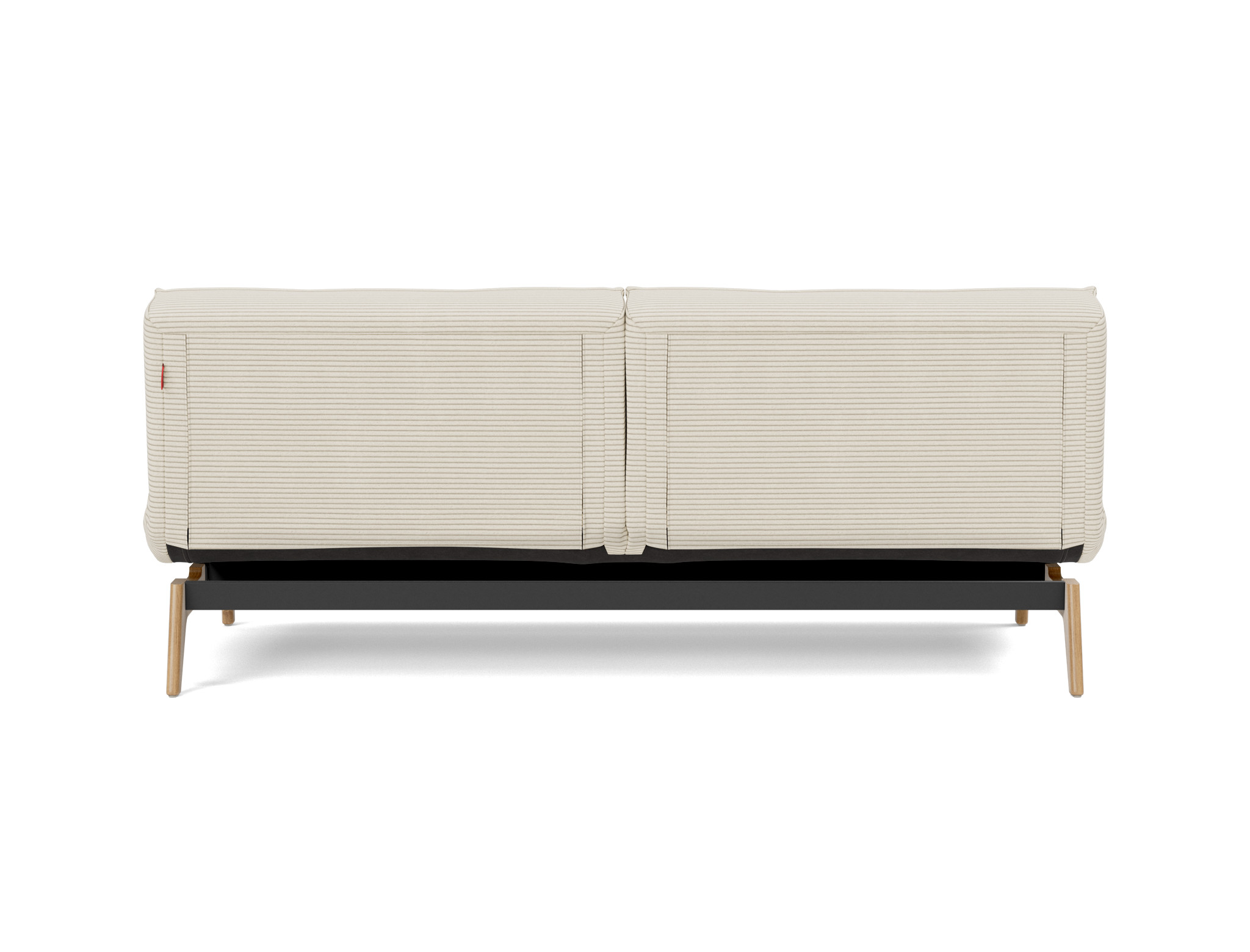 Schlafsofa Splitback Kord Corduroy 594-Ivory Beine Eiche