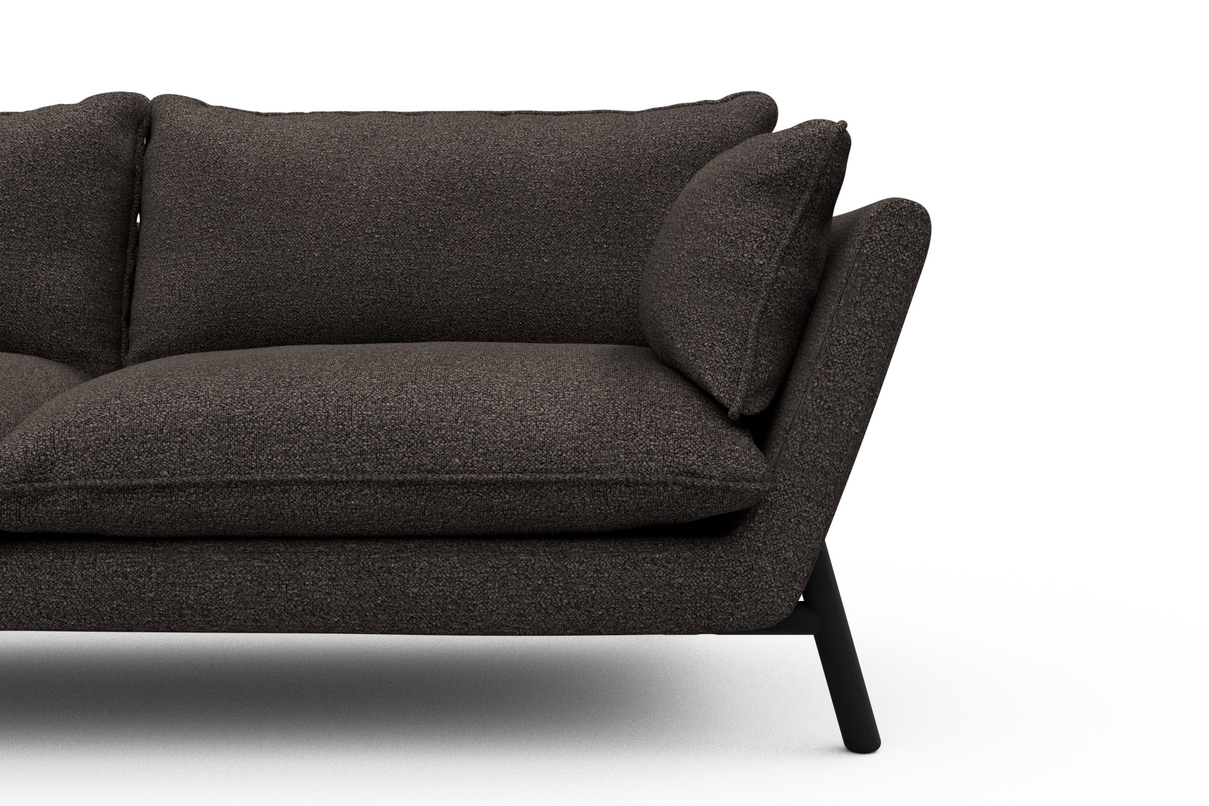 Sofa Emil PREMIUM 2-Sitzer Beinfarbe Eiche Schwarz Boucle-Taupe