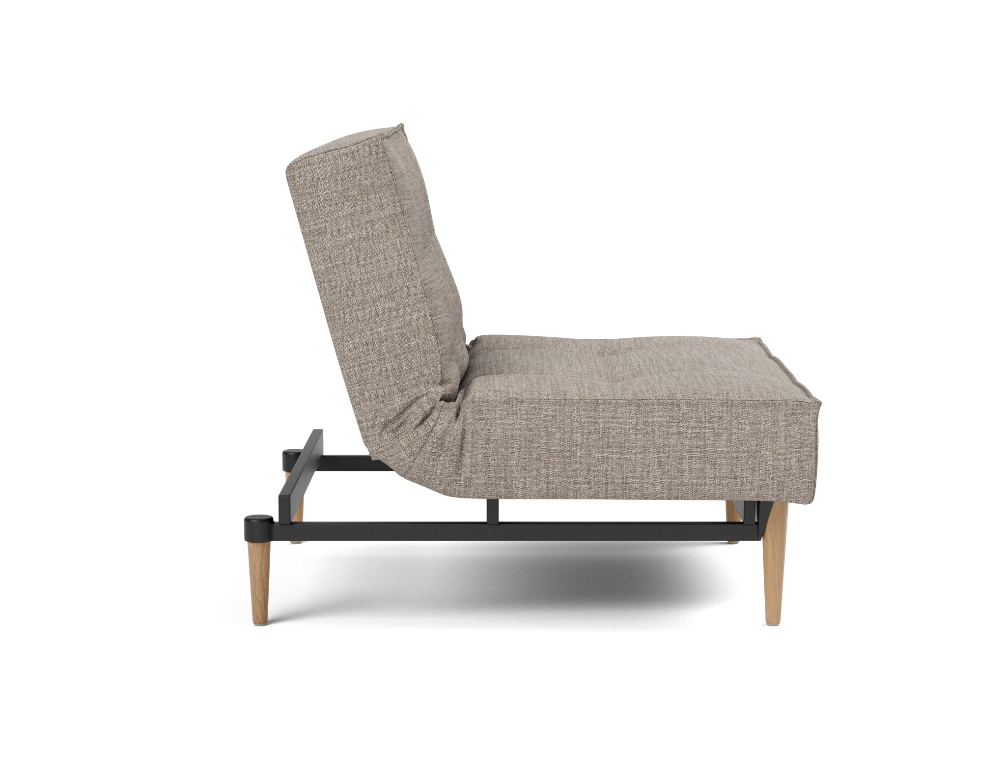Sessel Splitback Chenille Yuveno 472-Warm-Grey Beine Styletto Eiche hell