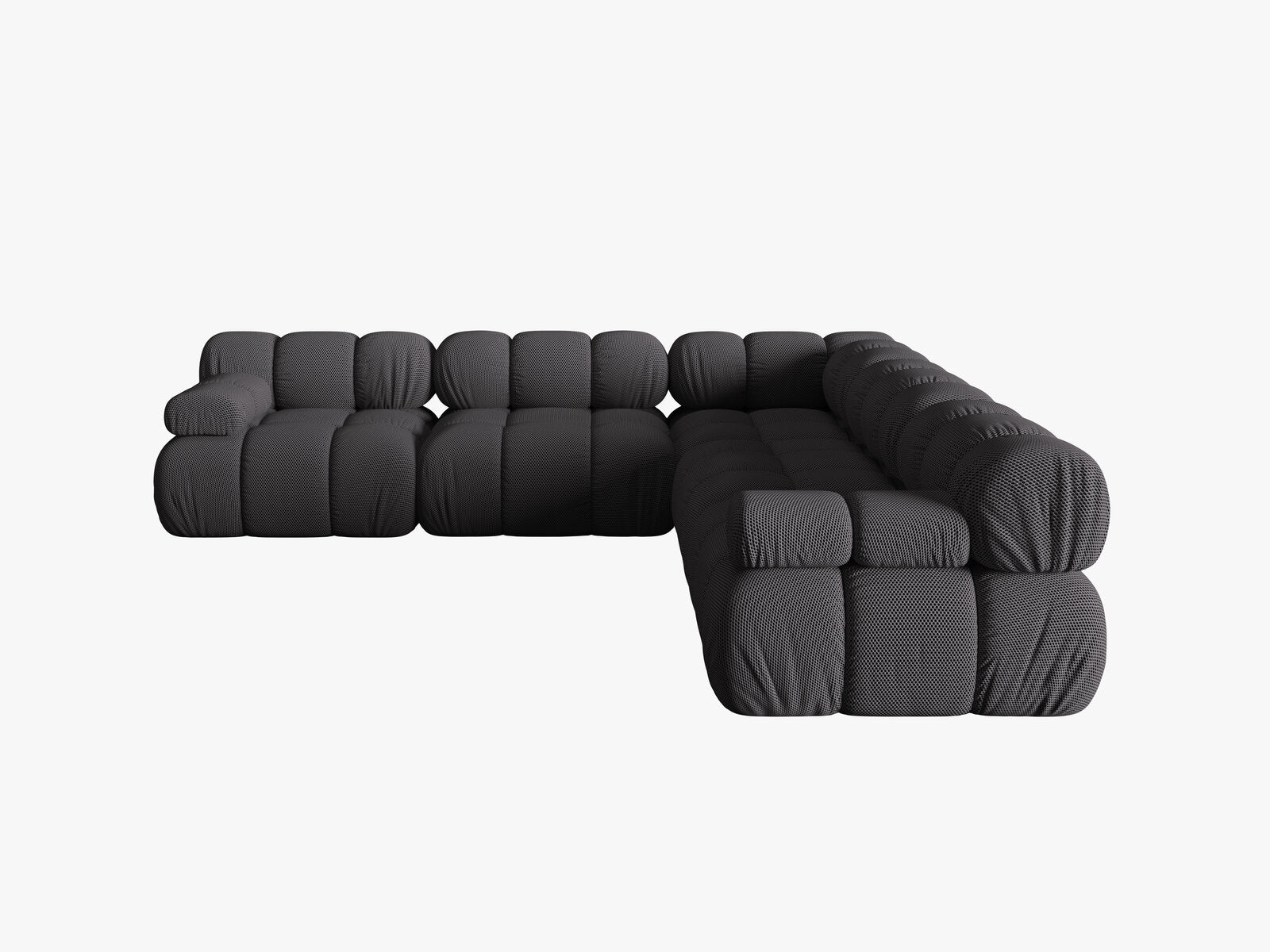 Micadoni Symmetrisches Ecksofa Bellis 5-Sitzer 3D-Stoff Sonic Espresso