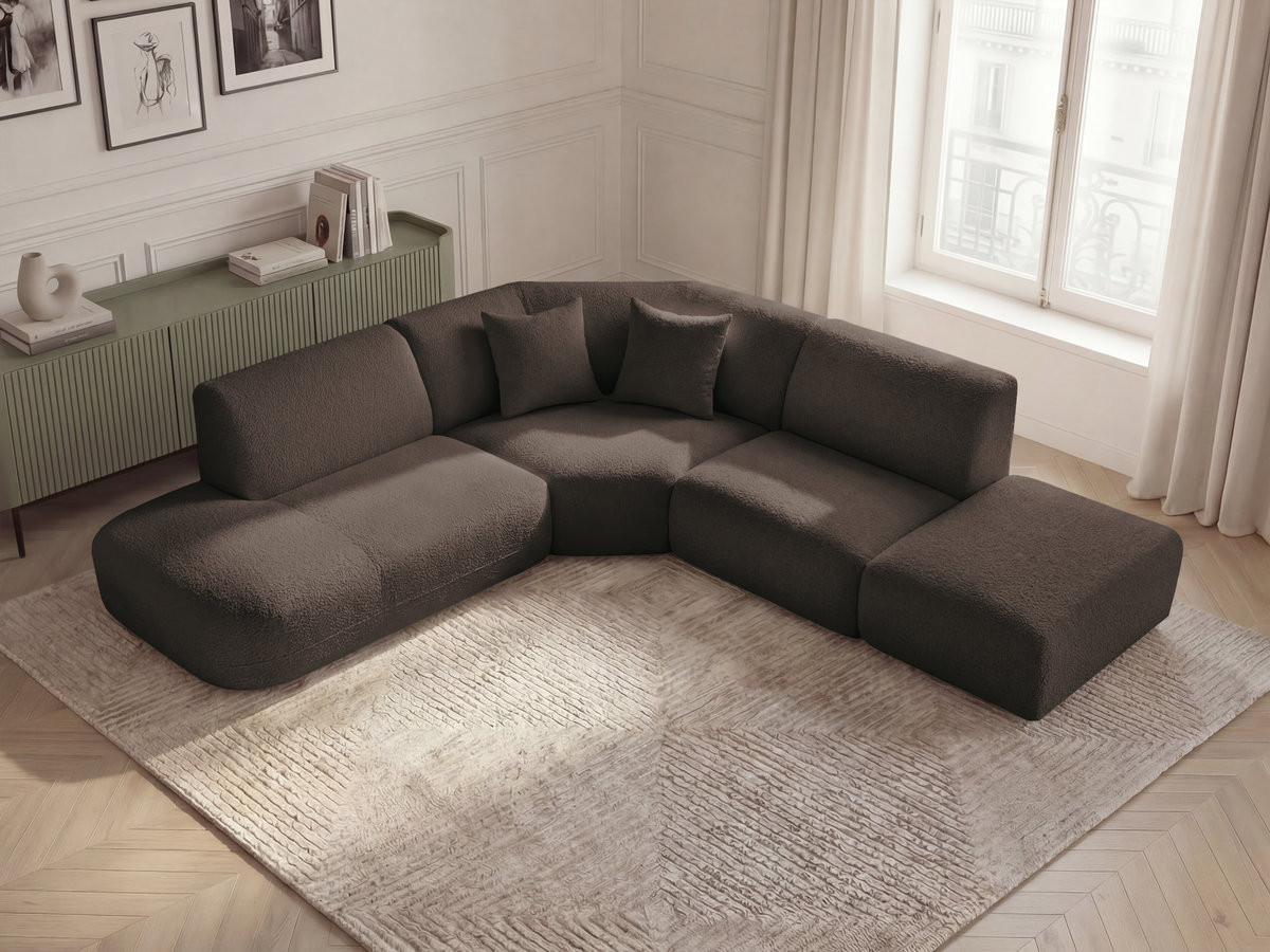Bobochic Anda Ecksofa 279 × 264 cm Chenille Braun Ecke links