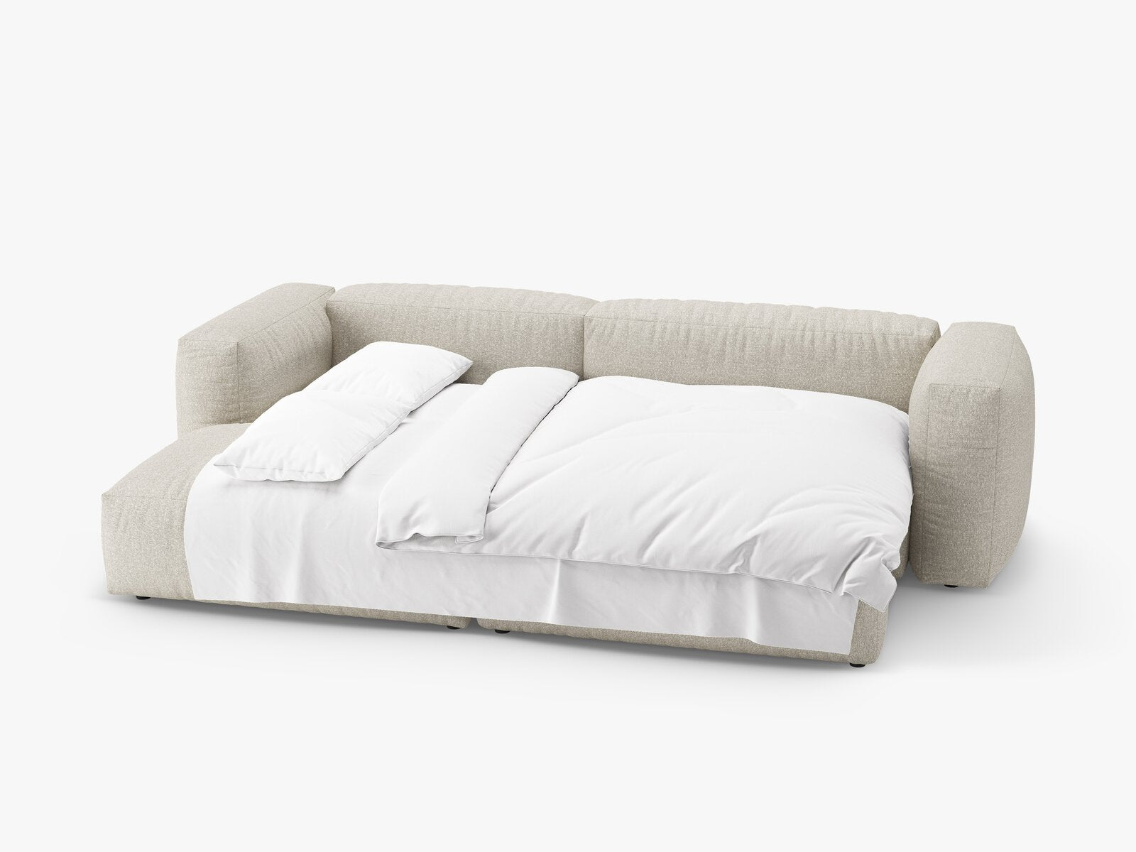Micadoni Martina Ecksofa 4-Sitzer mit Schlaffunktion Links Boucle Monet Beige