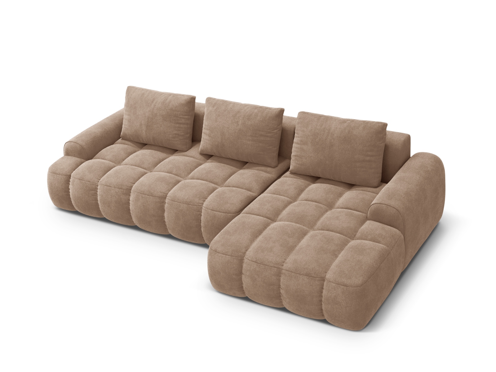 Cosmopolitan Design Ecksofa Linz 3-Sitzer mit Schlaffunktion Samt Vogue Dunkelbeige Rechts